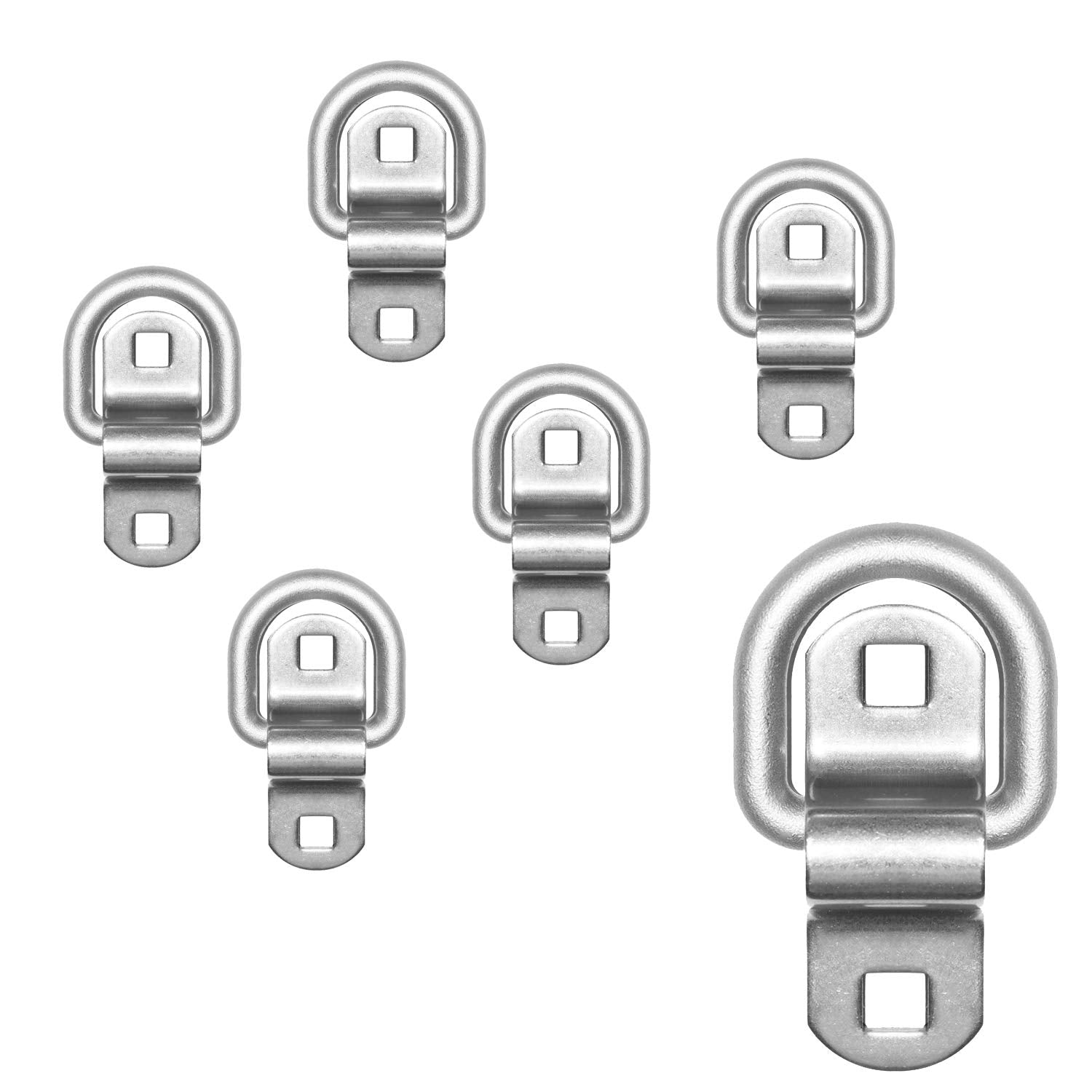 Stainless Steel Tie Down, Surface Mount D-Ring 6,000 Lb. Capacity Tiedowns 6-Pack