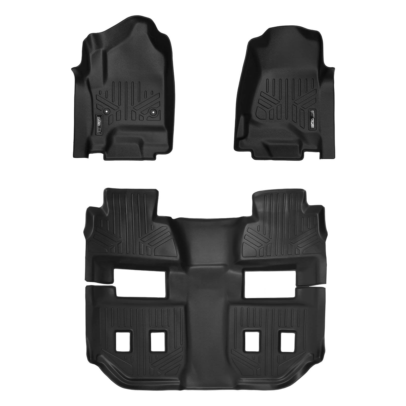 Smartliner Floor Mats 3 Row Liner Set Black Compatible With 2015-2020 Chevrolet Suburban/Gmc Yukon Xl (With 2Nd Row Bucket Seats