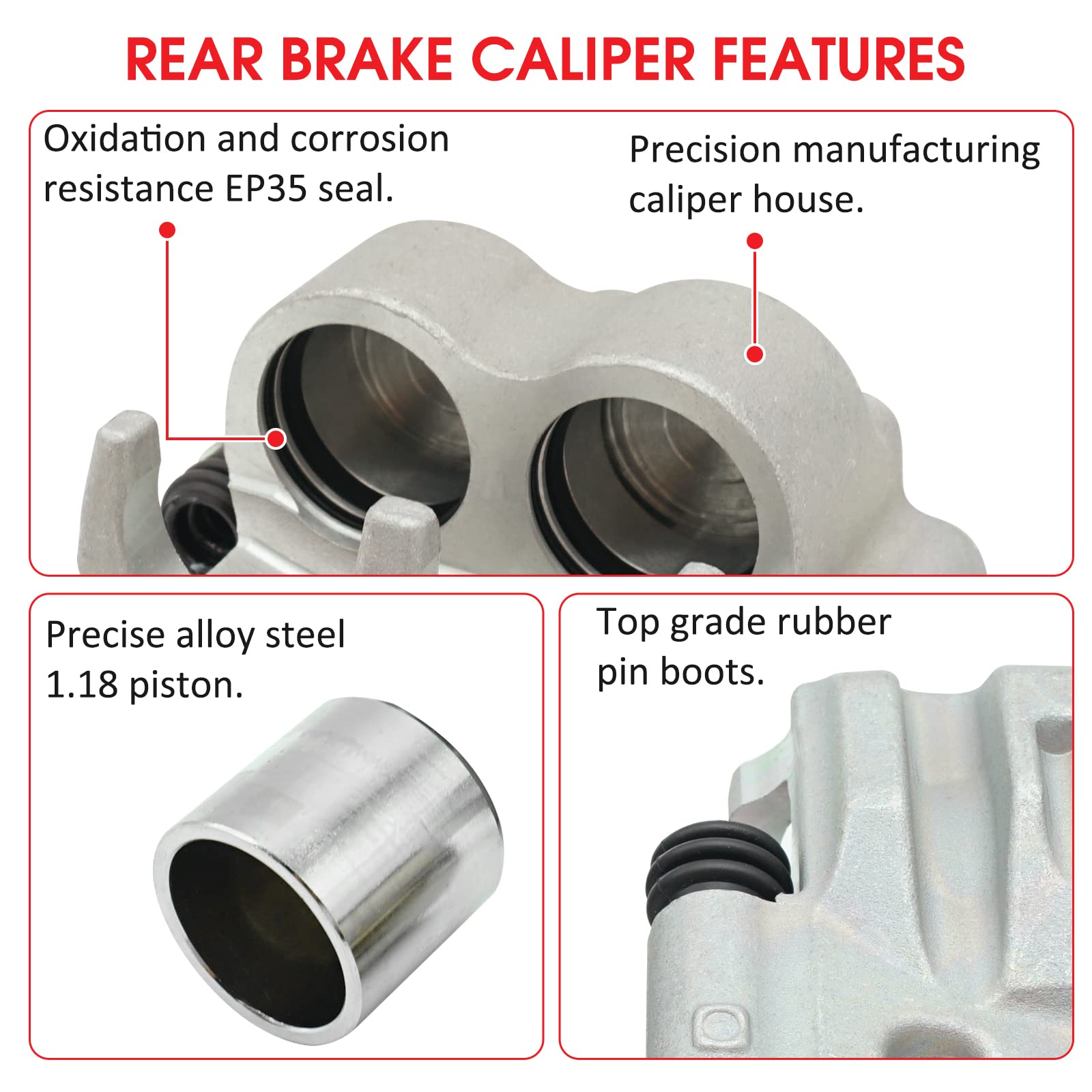 M MATI Rear Left Right Brake Caliper Pads for Polaris Ranger Crew 1000 900 800 700 570-6 800_6x6 Diesel 1912374 1912375 1911427