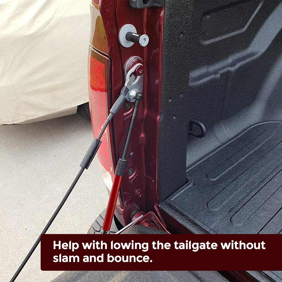Tailgate Assist Shock Fit For 2009-2018 Dodge Ram 1500, 2019-2022 Ram 1500 Classic, 2010-2022 Ram Hd 1500 2500 3500 Red Vepagoo