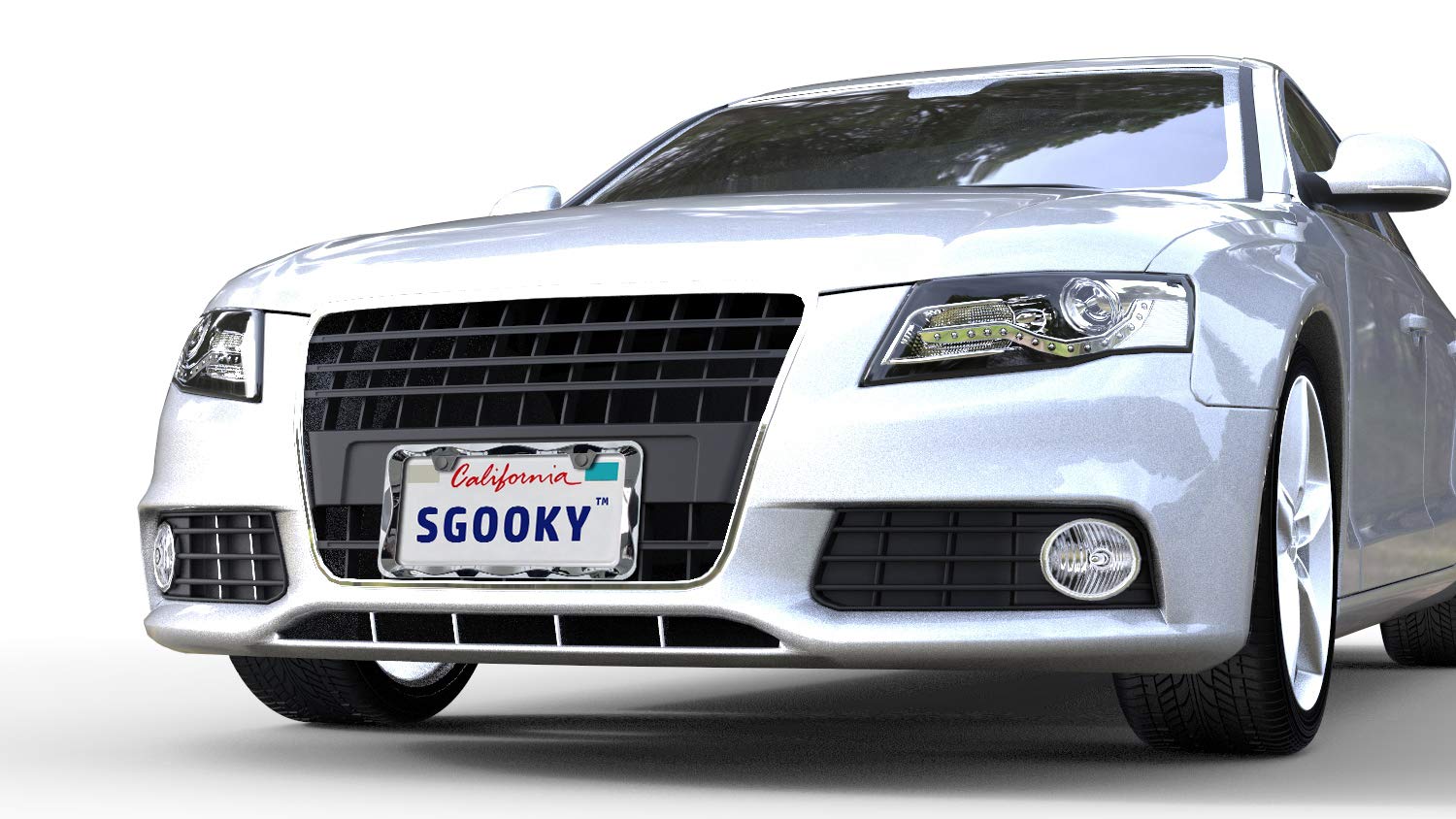 Sgooky 3D Curly Wave Pattern License Plate Holder Chrome License Plate Frame From Pure Zinc Alloy Metal Perfect Plate Holder