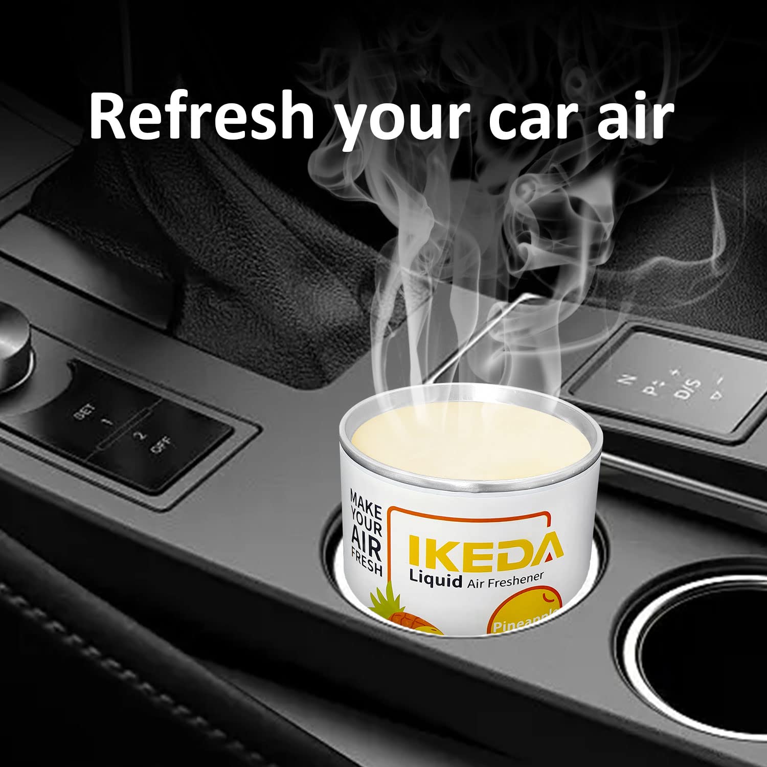 Ikeda Scents Car Air Freshener: Pineapple Scent Liquid Cans | Odor Elimination | Interior Deodorizer | 45days Long-Lasting Fragr