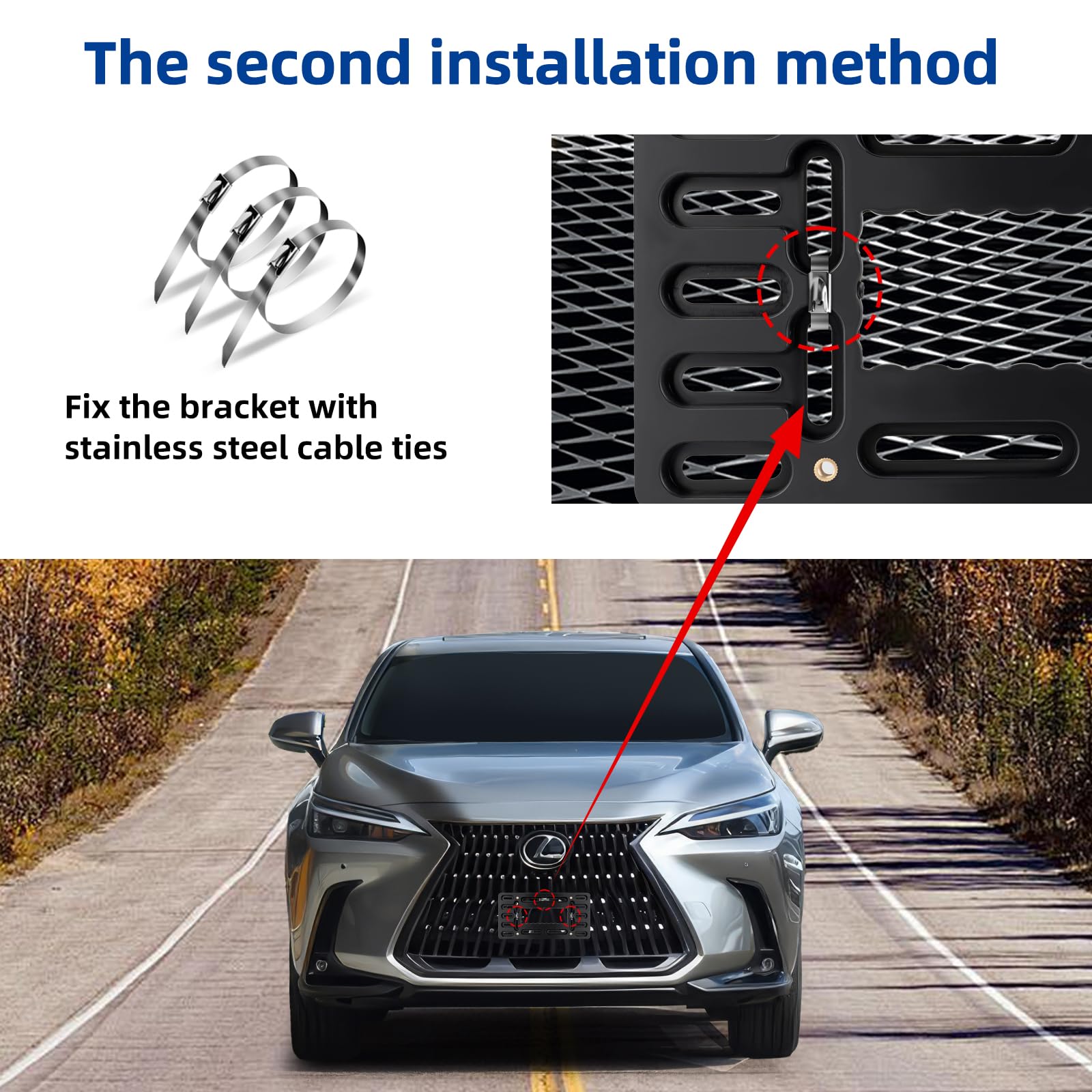 Ewbn License Plate Bracket Holder,Car Front License Plate Mounting Kit,Universal Bumper Tag Frame 2 Drill Holes Mount Adapter Wi