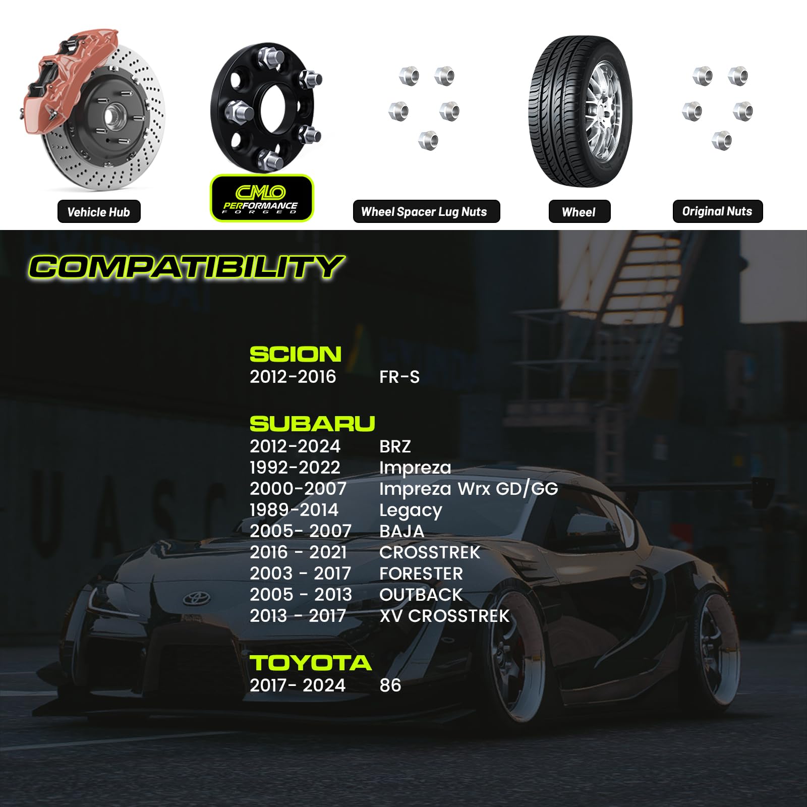 Customadeonly 5x100 Forged Black Hubcentric Wheel Spacers 25mm (2pcs) for Subaru BRZ, WRX, Crosstrek - Model 500256125B