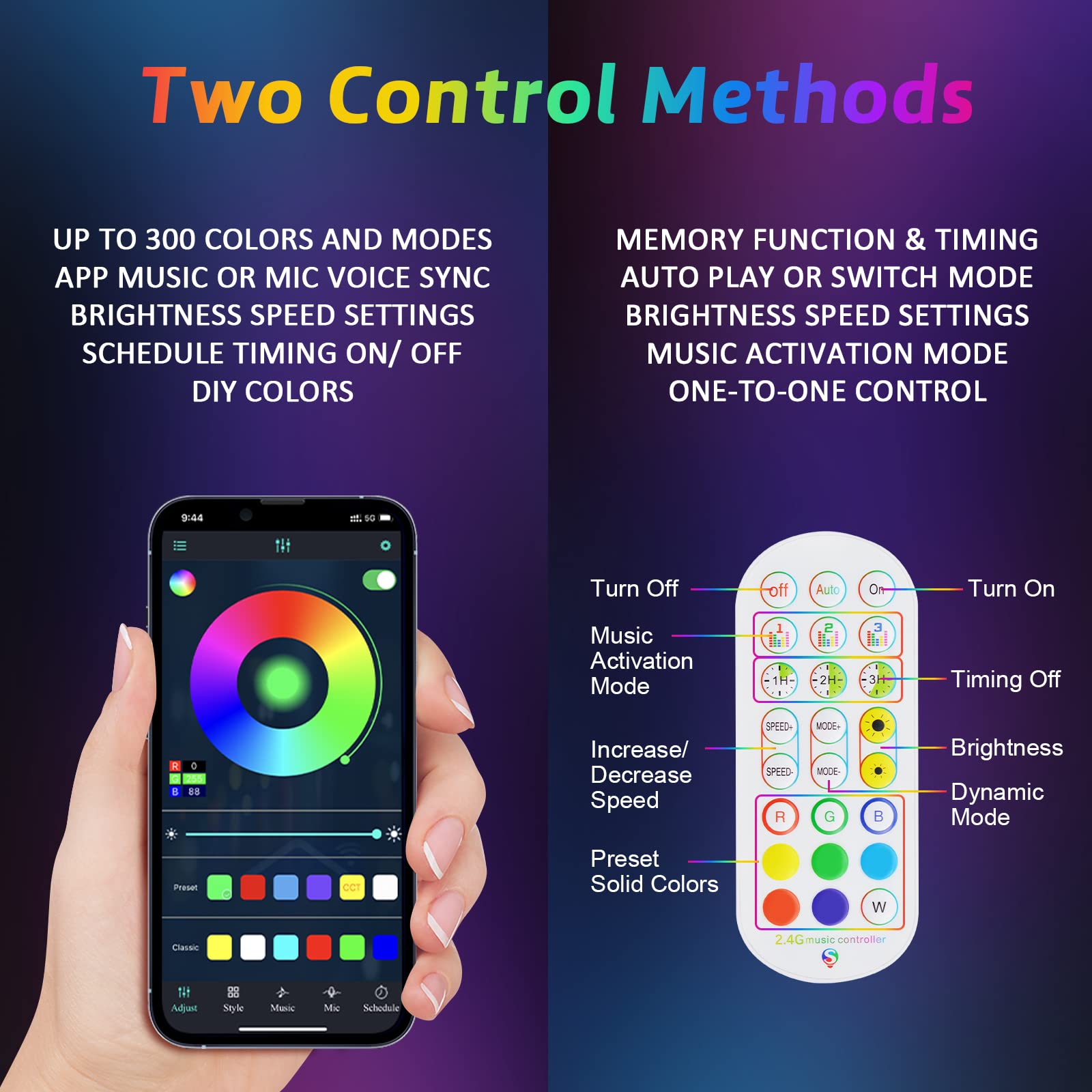 Ehaho 1 Pack 2FT Whip Lights,LED Whip Light with App & Remote Control, Spiral RGB Chasing Lighted Whips with Rocker Switch, Musi