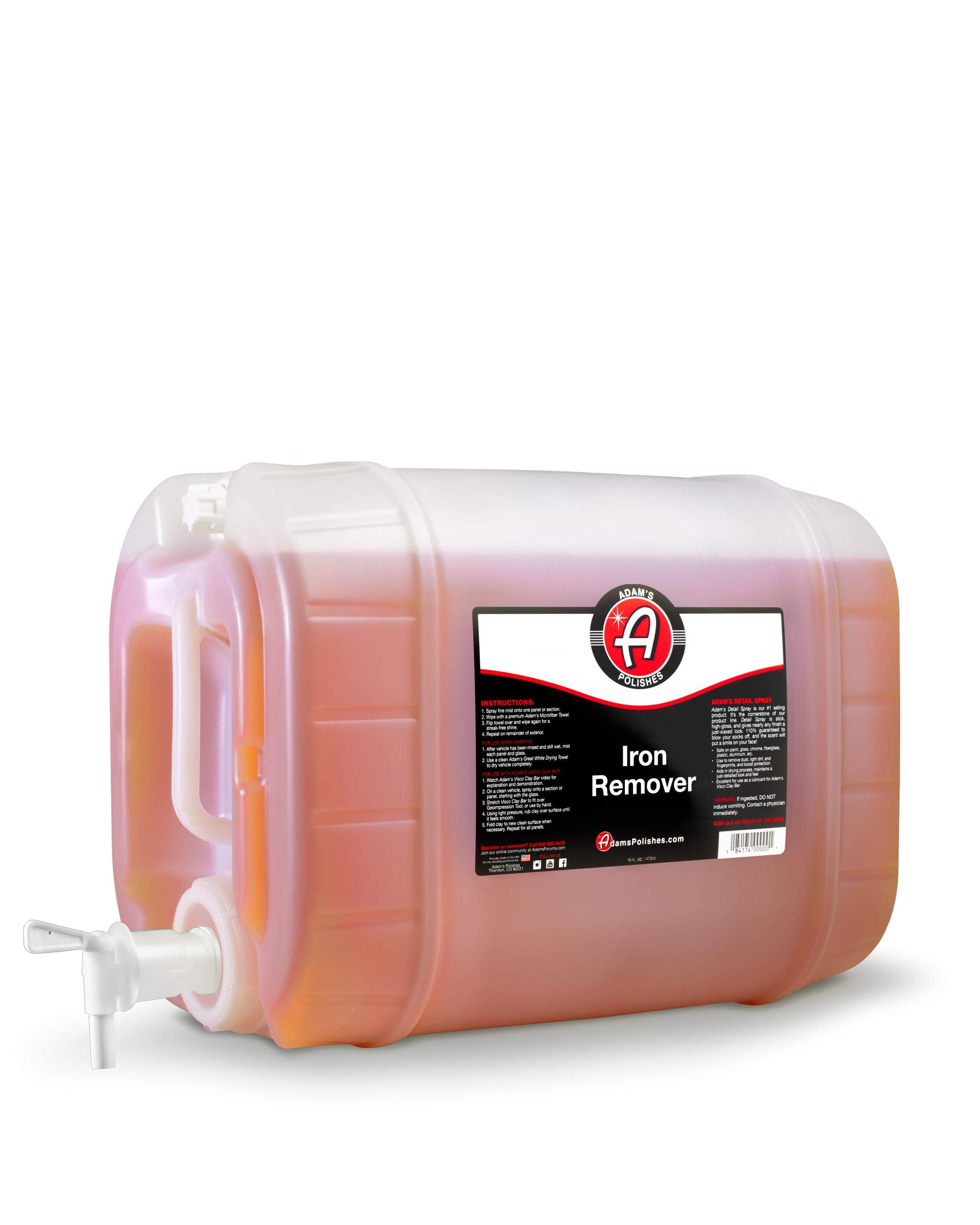 Adam 'S Iron Remover (5 Gallon) - Iron Out Fallout & Rust Remover Spray For Car Detailing On Automotive, Motorcycle, Rv, Boat Pa