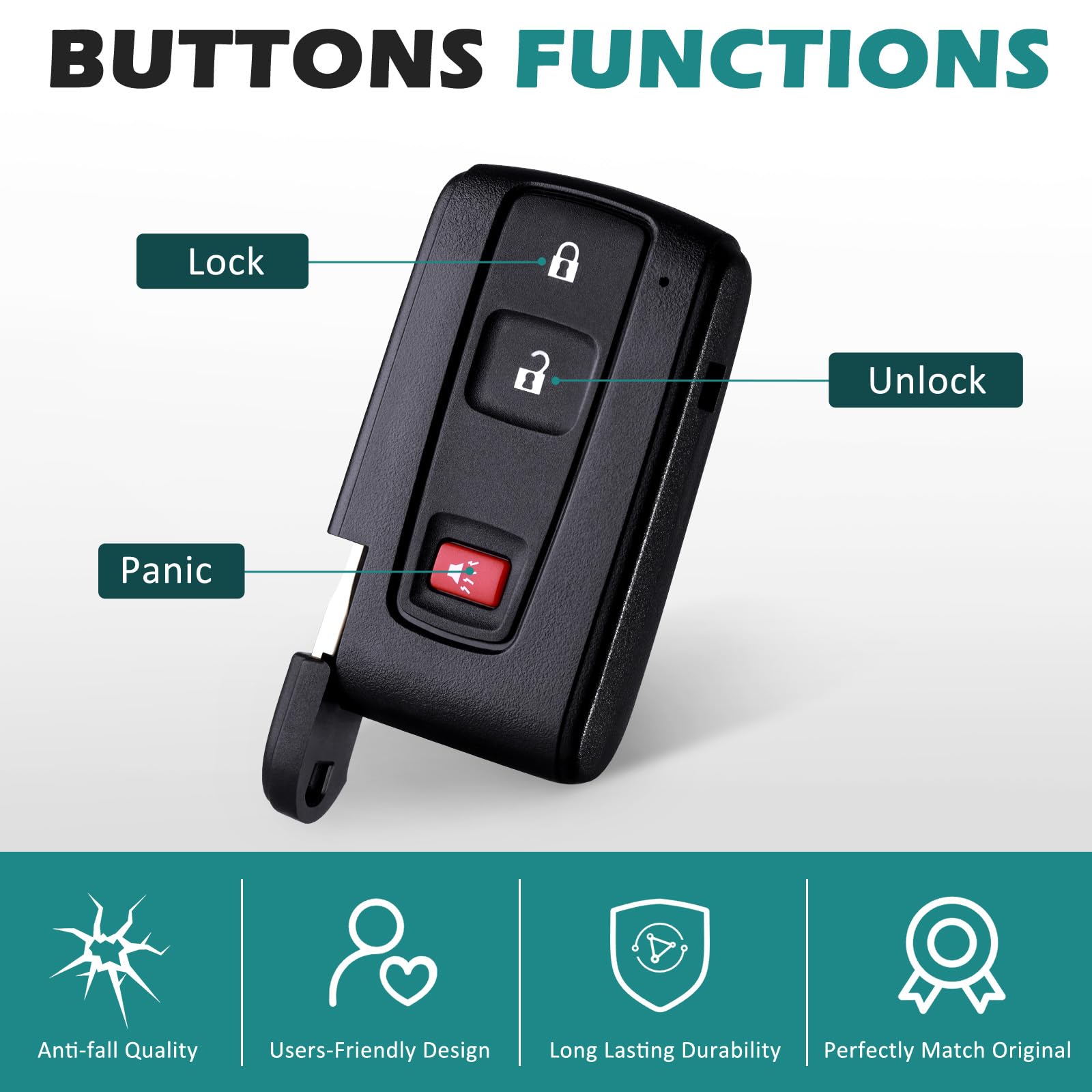 Helloauto Key Fob For Toyota Prius 2004 2005 2006 2007 2008 2009 Replacement Keyless Entry Remote Smart Key Fob For Silver Logo,