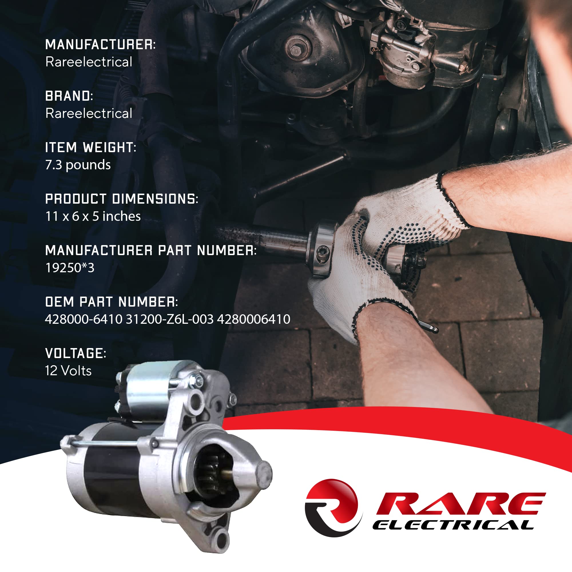 Rareelectrical New 12V Starter Compatible With Honda Gx630Rh Gx660Rh Gx690 Engines 31200Z6L003 428000-6410