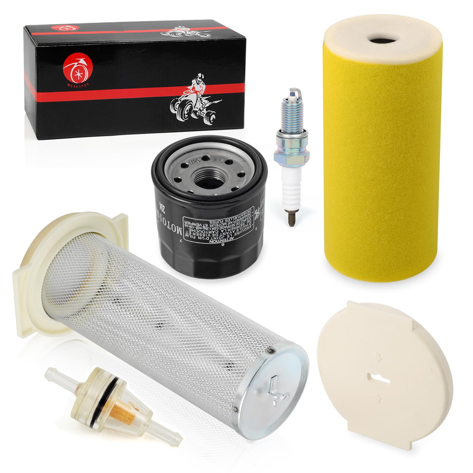 MOTO1988 Air Filter Kit for Yamaha KODIAK 400 YFM400 (2000-2002) - Includes Guide, End Cap, Fuel Oil Filter, Spark Plug