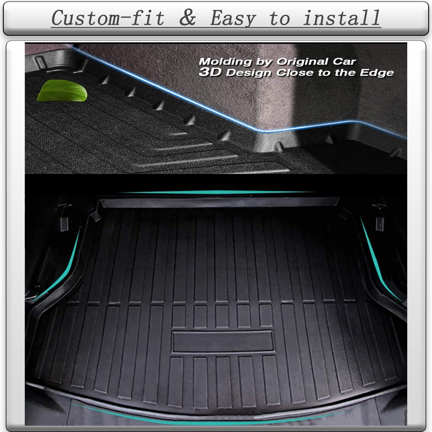 Escape Cargo Liners - All Weather Rear Trunk Tray Cargo Mats Protector Compatible With Ford Escape, 3D Tech Waterproof Durable O