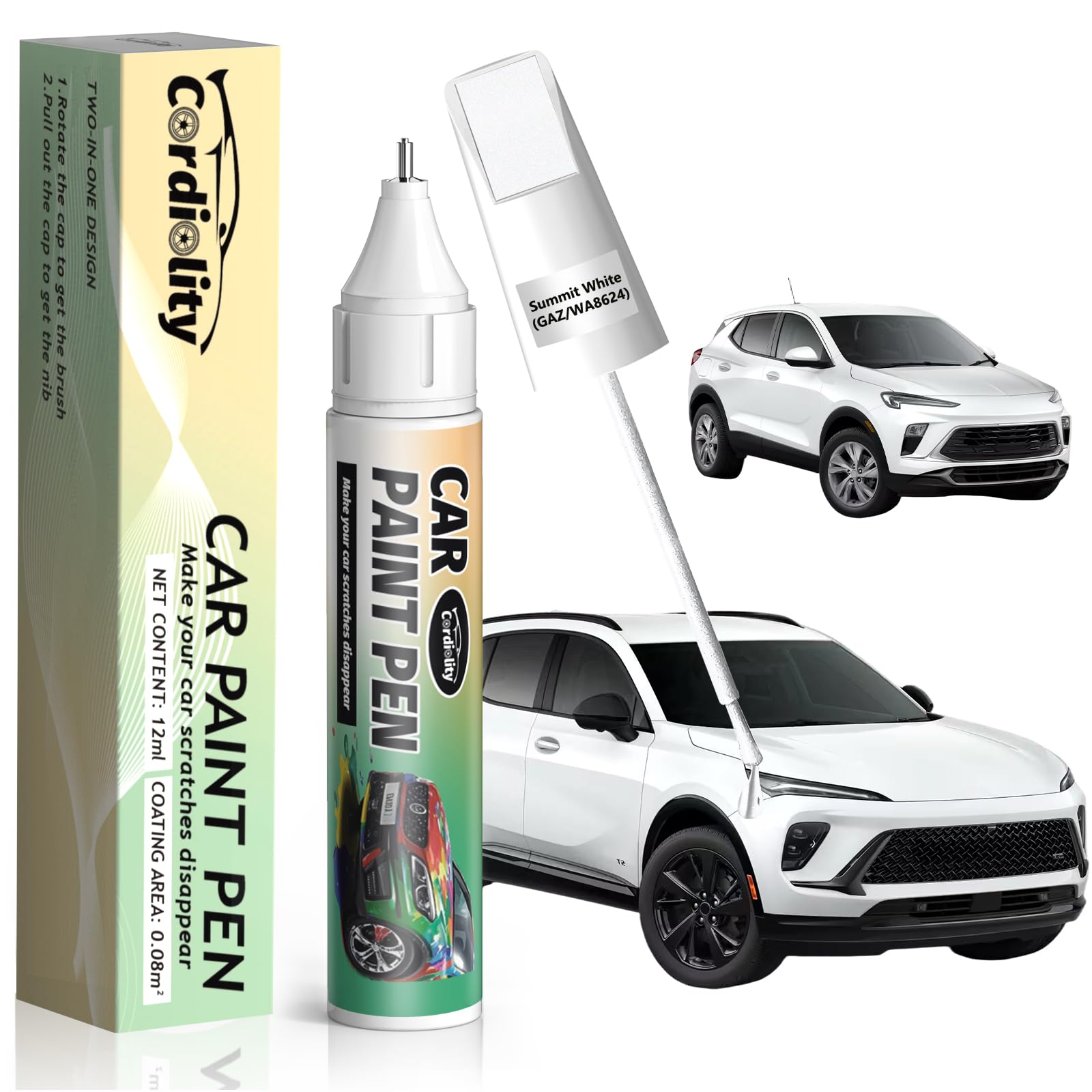 Summit White(GAZ/WA8624) Touch Up Paint Pen for Buick,Car Paint Scratch Repair Pen Quick and Easy Fix Auto Paint Scratch