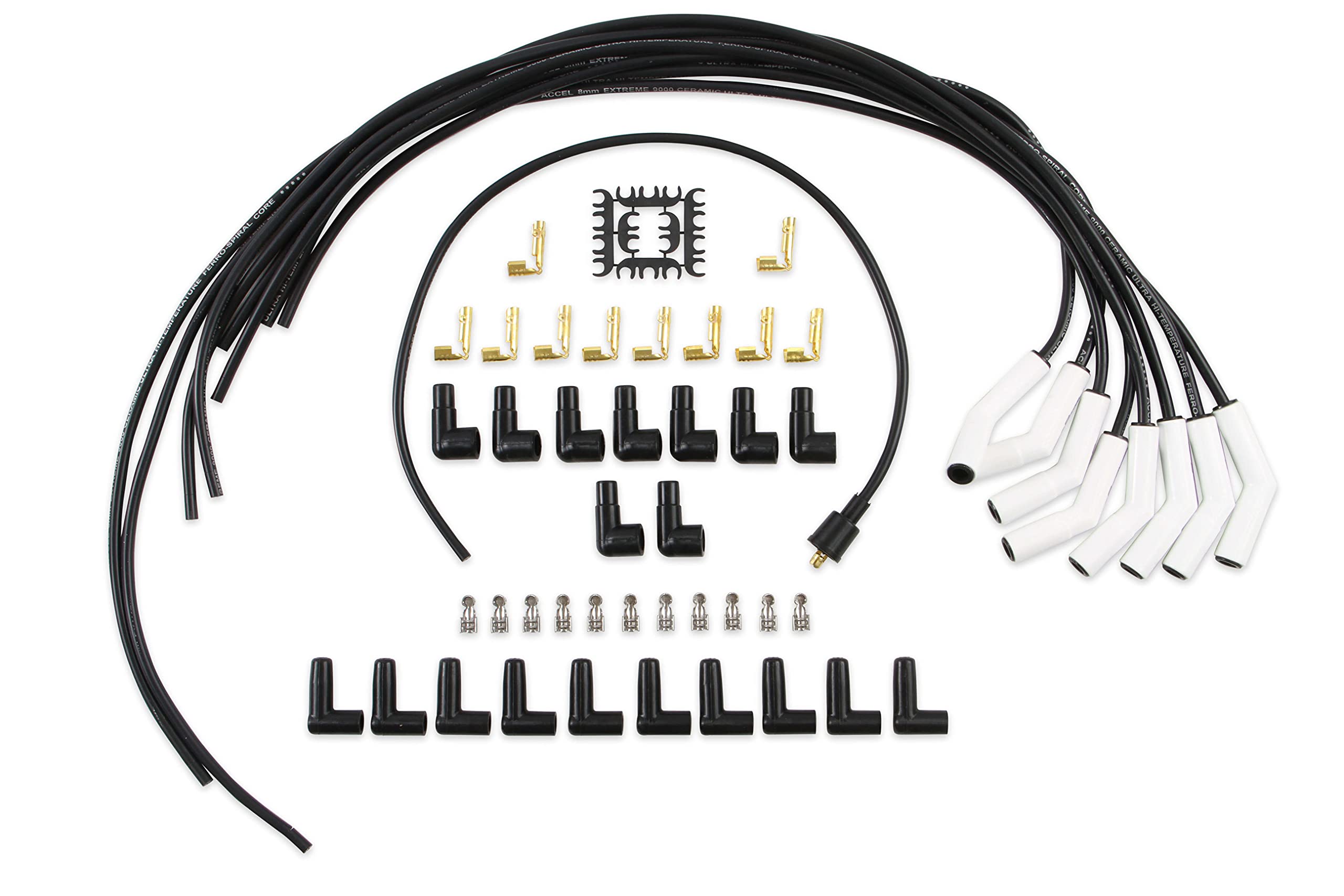 Accel 9002C Extreme 9000 Spark Plug Wire Set - Universal - 135 Degree White Ceramic Boots