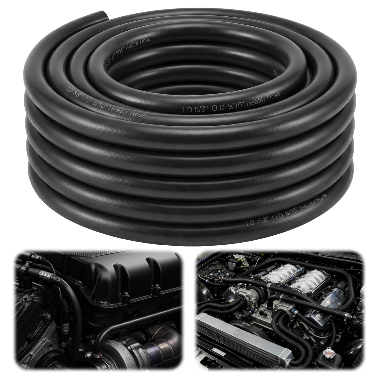 Outus 5/8 ID Heater Hose, 50FT EPDM Rubber Black Heater Hose, 85PSI Working Pressure for Automotive Radiator/Heating Systems