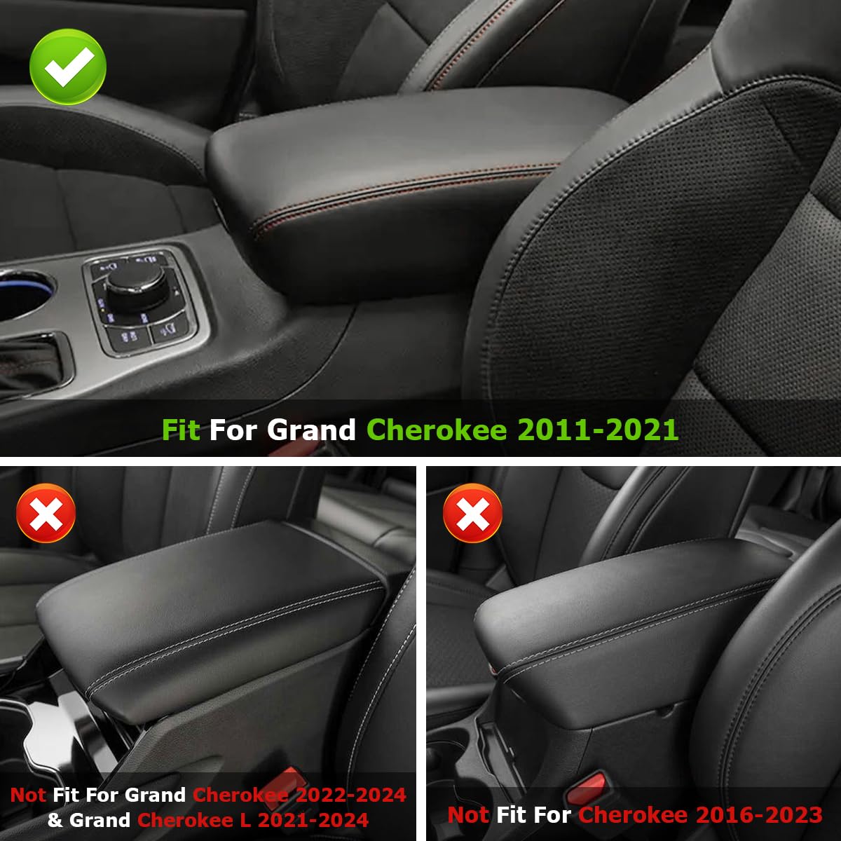 Intget Car Center Console Armrest Cover For 2011-2020 2021 Jeep Grand Cherokee Accessories Arm Rest Box Pad Console Lid Protecti