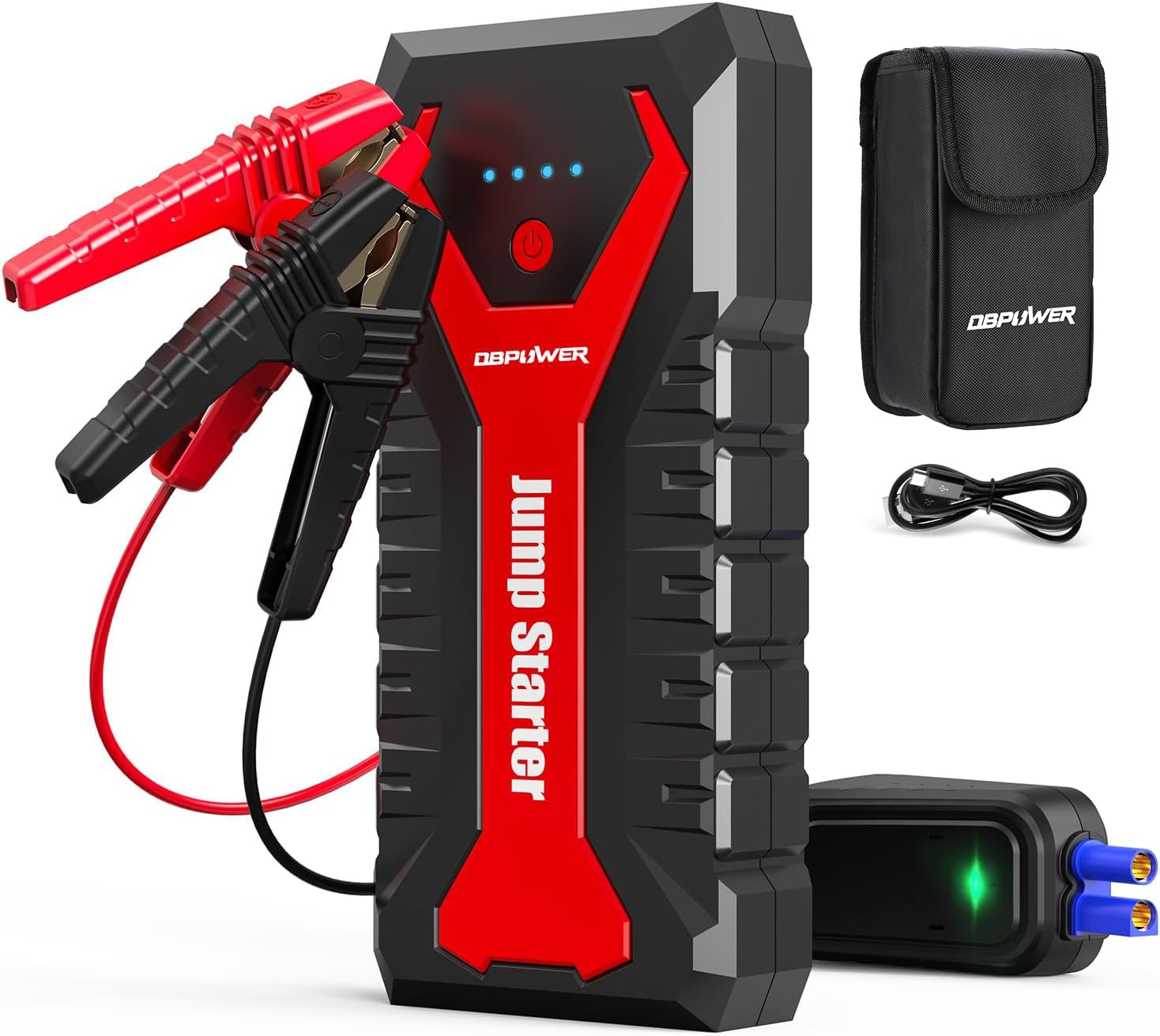 DBPOWER G16 Portable Car Jump Starter 3000A 12V Battery Booster, Quick Charge, LED, Compact, Red