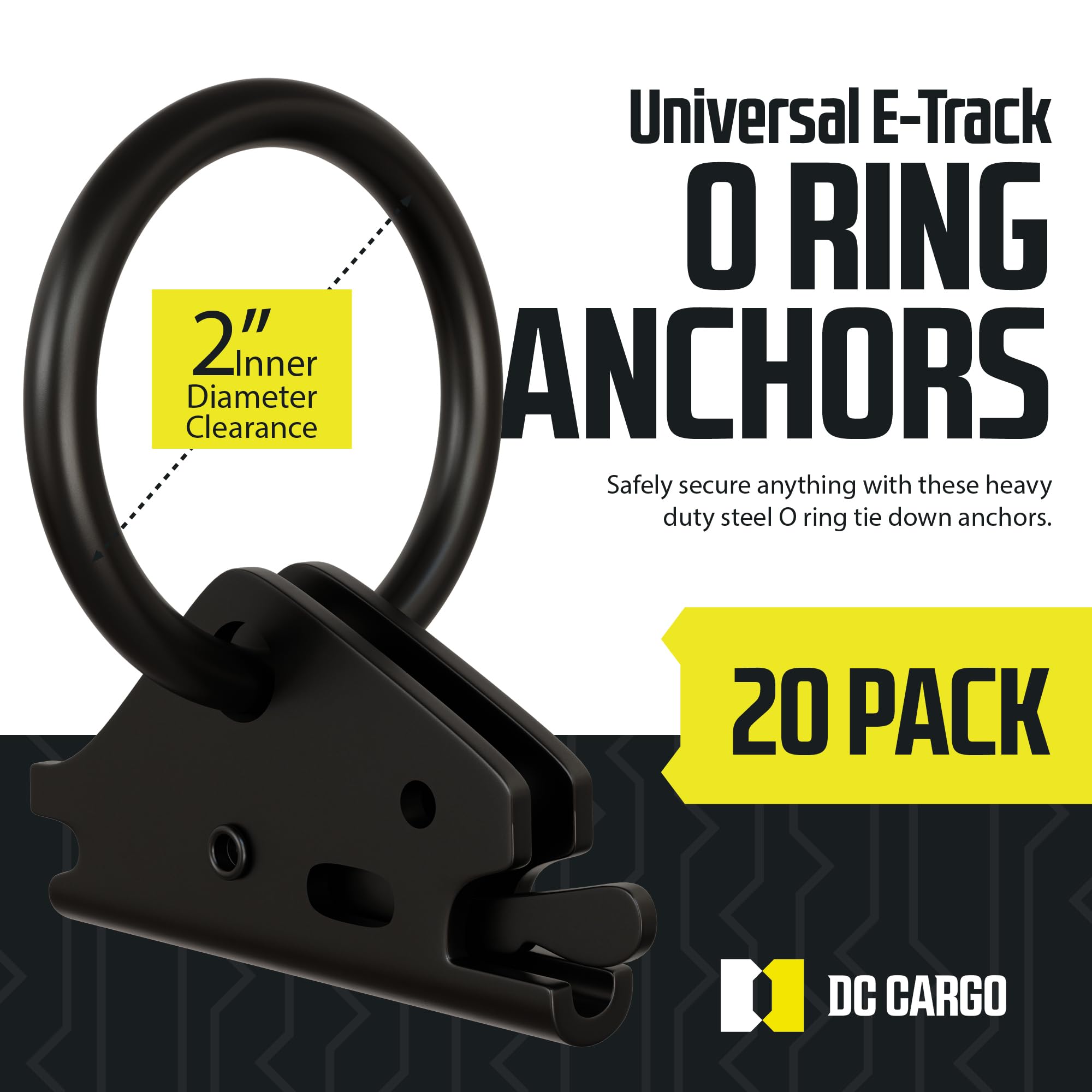 Dc Cargo Mall Heavy-Duty Steel O-Ring (Pack Of 20) 4500Lbs Break Strength - E Track Accessories Tie-Down Anchors For E-Track Tie
