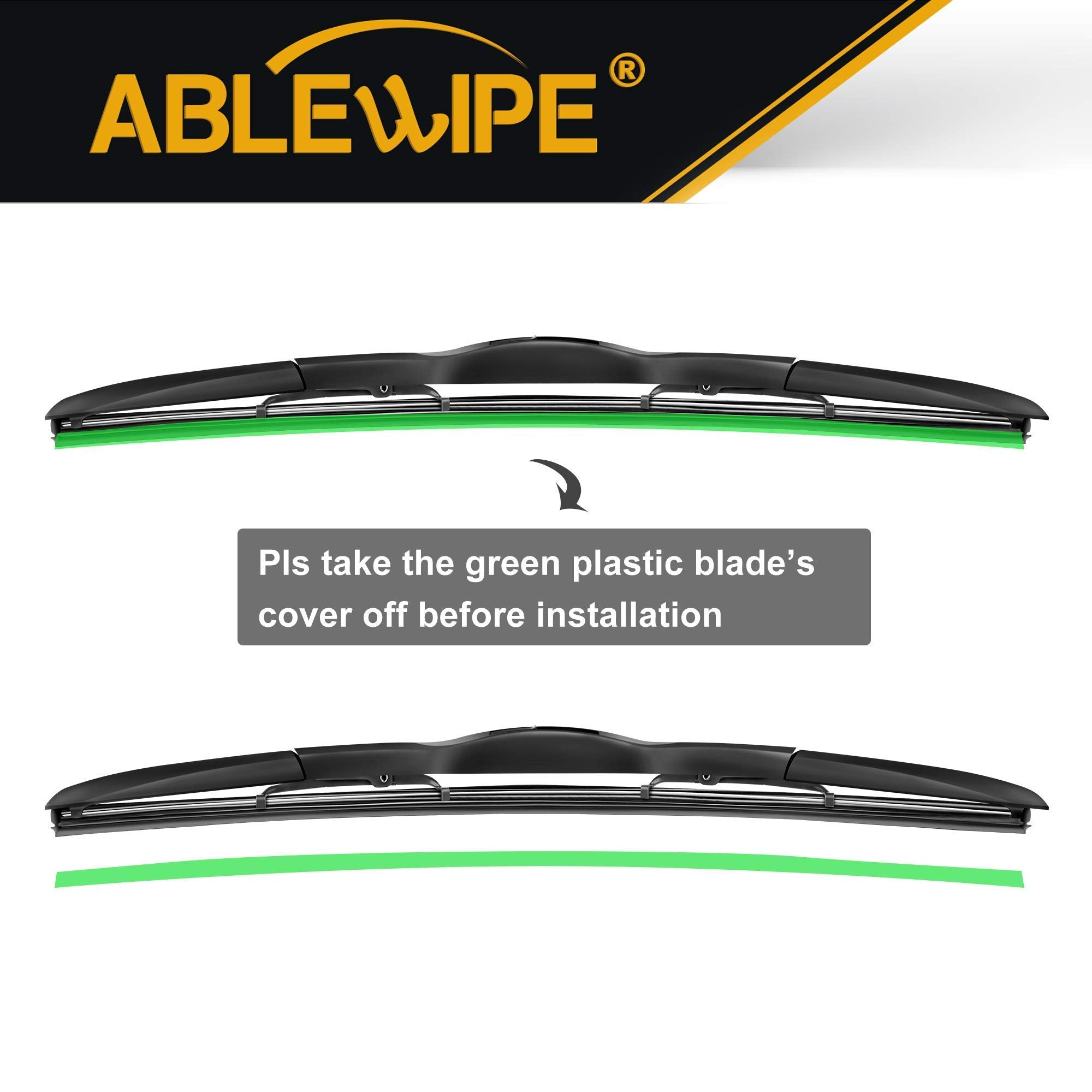 Ablewipe Windshield Wiper Baldes, 16 Front Window Wiper Blades Model: 18O13B (1 Piece)