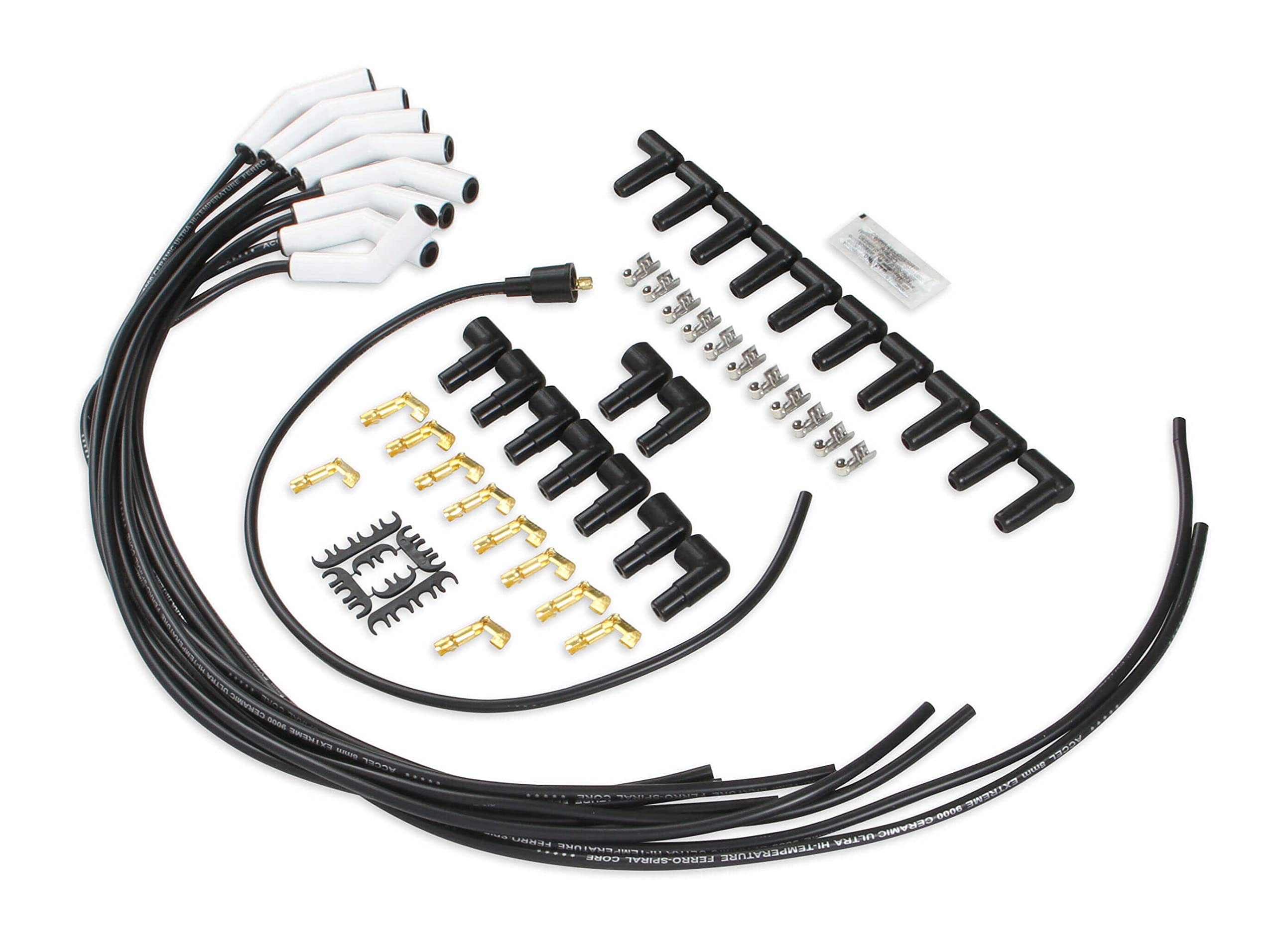 Accel 9002C Extreme 9000 Spark Plug Wire Set - Universal - 135 Degree White Ceramic Boots