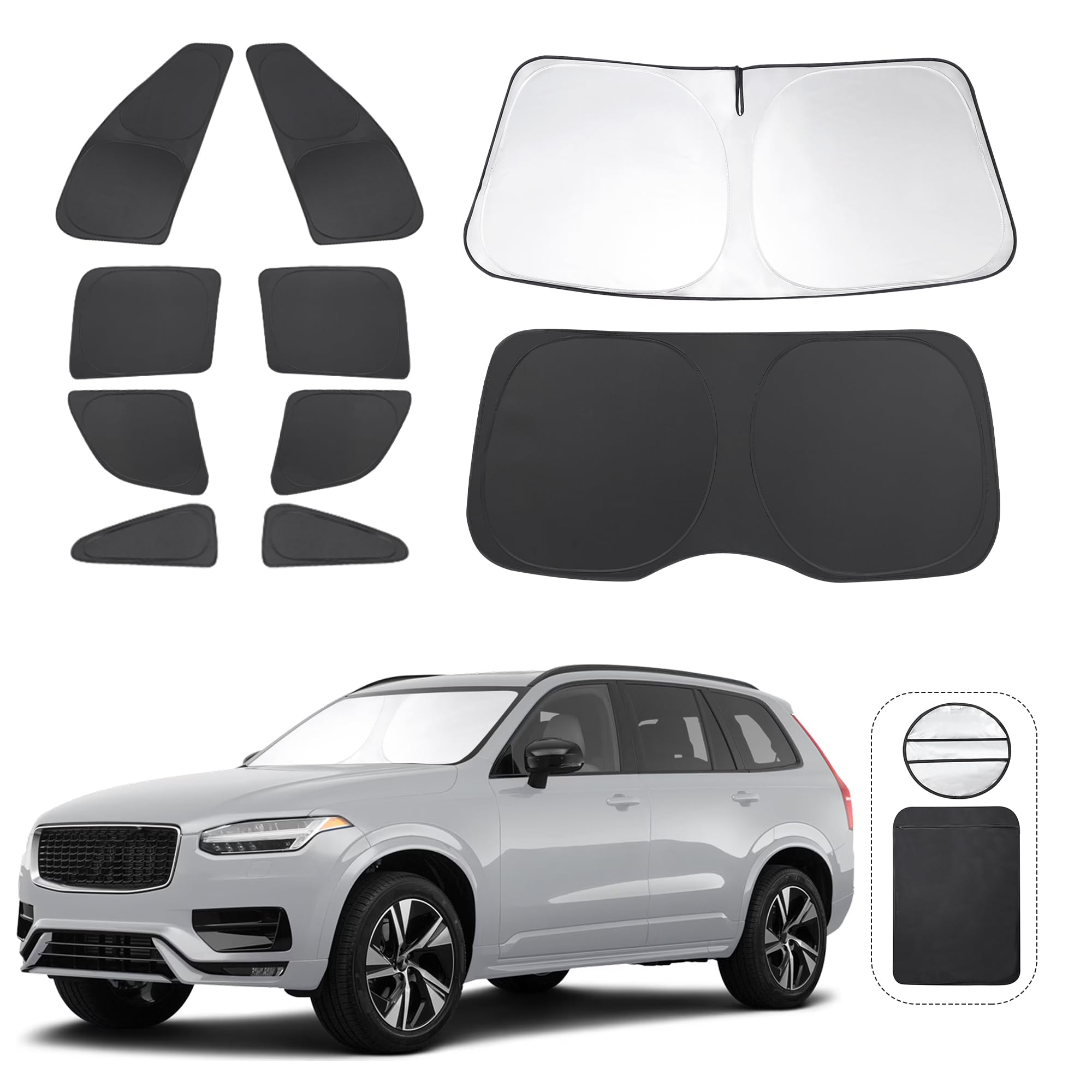 TINGLU Window Shades for Volvo XC90 2016-2024 2025 Accessories Car Side Full Windows Rear Triangular Windshield Sun Shade Sun UV