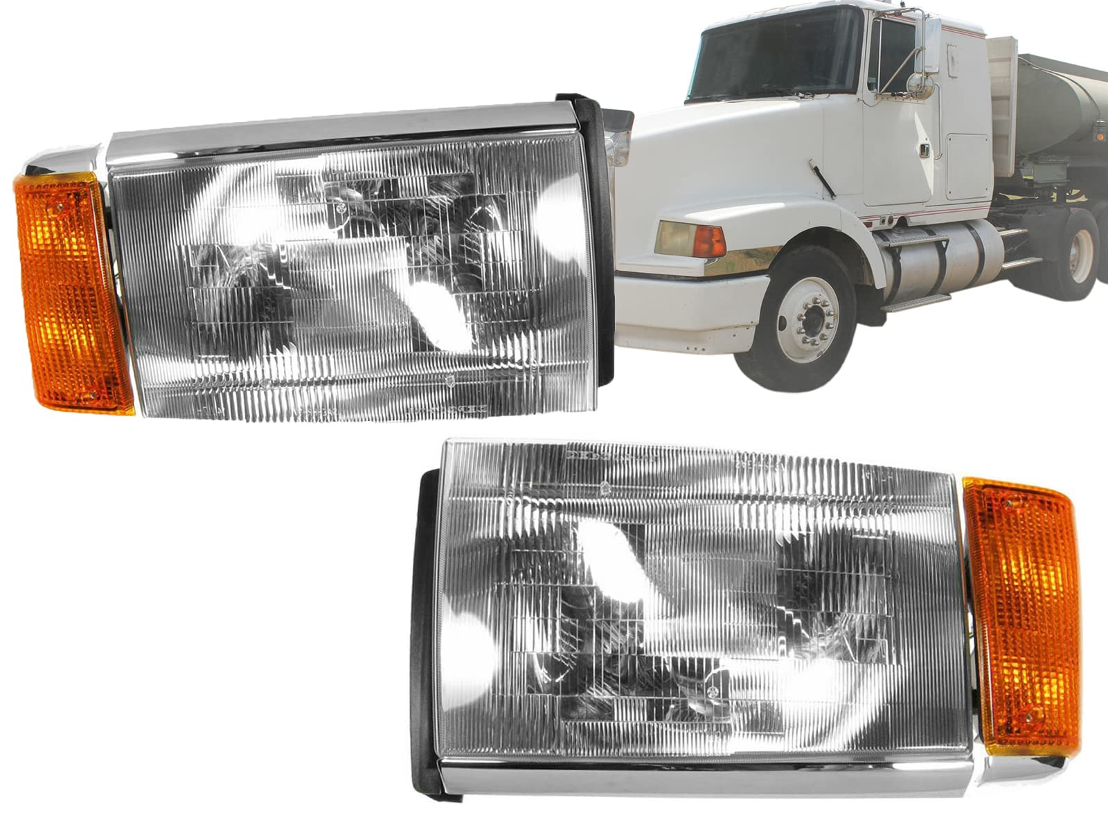 DEPO APA Replacement Headlight with Corner Lamp for 1988-1997 WI WC WIA Series Pair Passenger and Driver