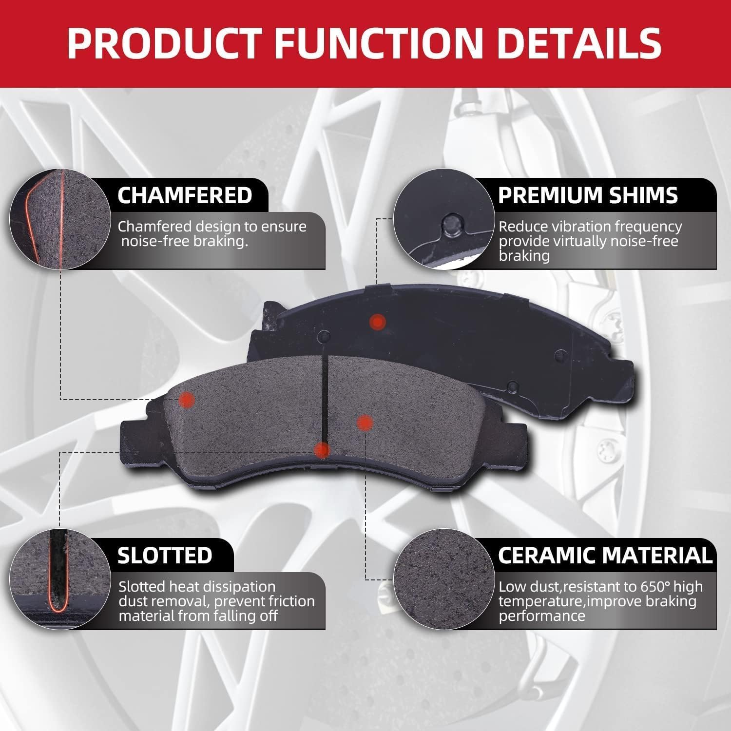 EXPPOWER ceramic brake pads front and rear for GMC Silverado Sierra Chevrolet 2500 3500 HD