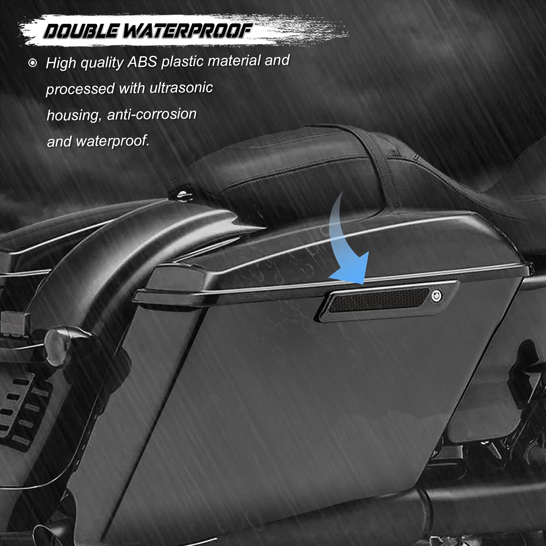NTHREEAUTO Black Saddle Bag Reflector Inserts Latch Covers Compatible with 2014-2020 Harley Touring model,FLT, FLHT Road King,Ro