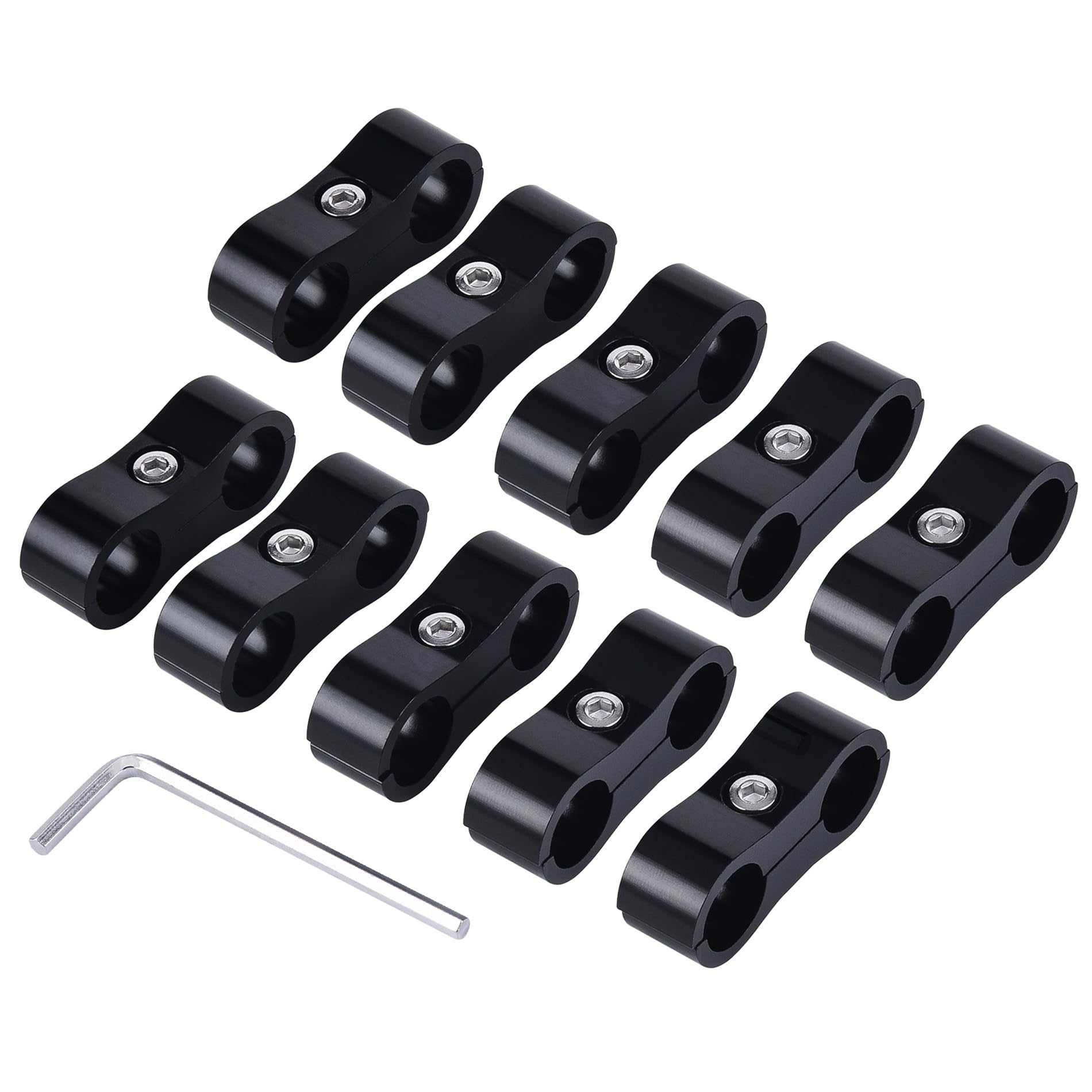 EVIL ENERGY Hose Separator Clamp,Fuel Line Mounting Clamp Aluminum Black (8, AN10)