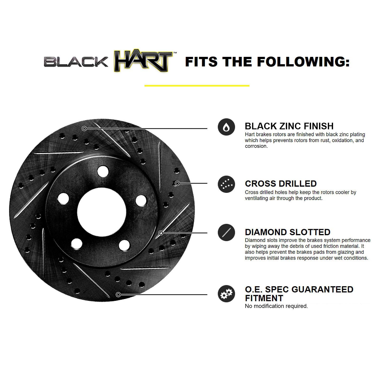 Hart Brakes Front Brakes And Rotors Kit |Front Brake Pads| Brake Rotors And Pads| Ceramic Brake Pads And Rotors - Bhcf.63076.02