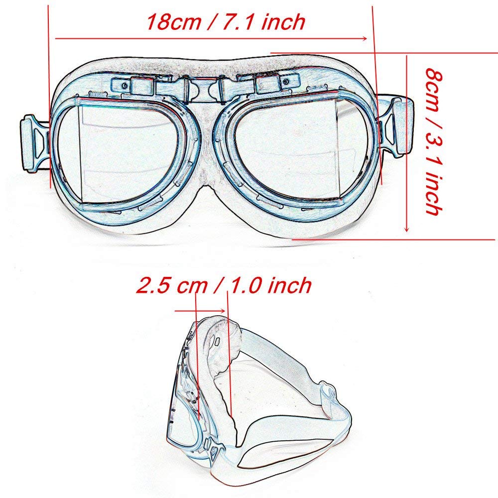 MUXSAM Vintage Motorcycle Goggles, ATV Motocross Goggles, Dirt Bike Racing Riding Off Road Scooter Glasses, Windproof Dustproof