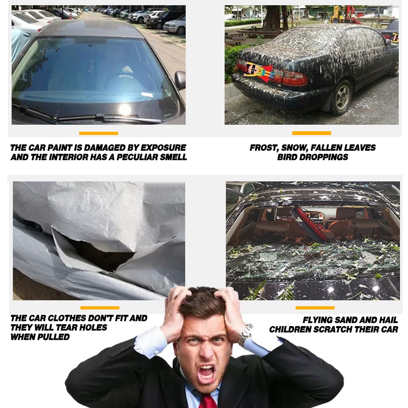 Tucarest 6 Layers Full Car Cover For Sedan/Wagon/Coupe/Hatchback - Waterproof, Insulated, Anti-Uv, Snow-Proof, Anti-Wind, All-We