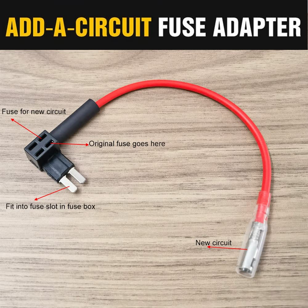 Gebildet 3 Pcs 12V-24V Add-A-Circuit Micro2 Fuse Tap, Piggy Back Blade Holder With Wire Harness, 4 Pcs Micro 2 Fuse (5A 10A 15A)