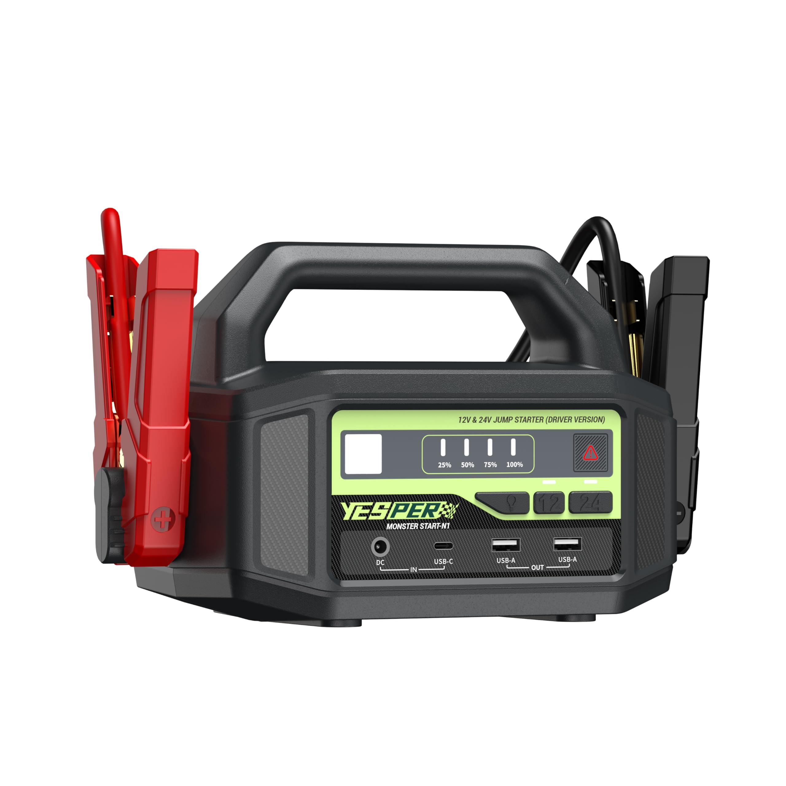 YESPER 12V/24V Car Jump Starter, 6000A Peak 5.1 lbs Portable Jump Starter Battery Pack Quick Charge with AC Adapter 36400mAh Bat