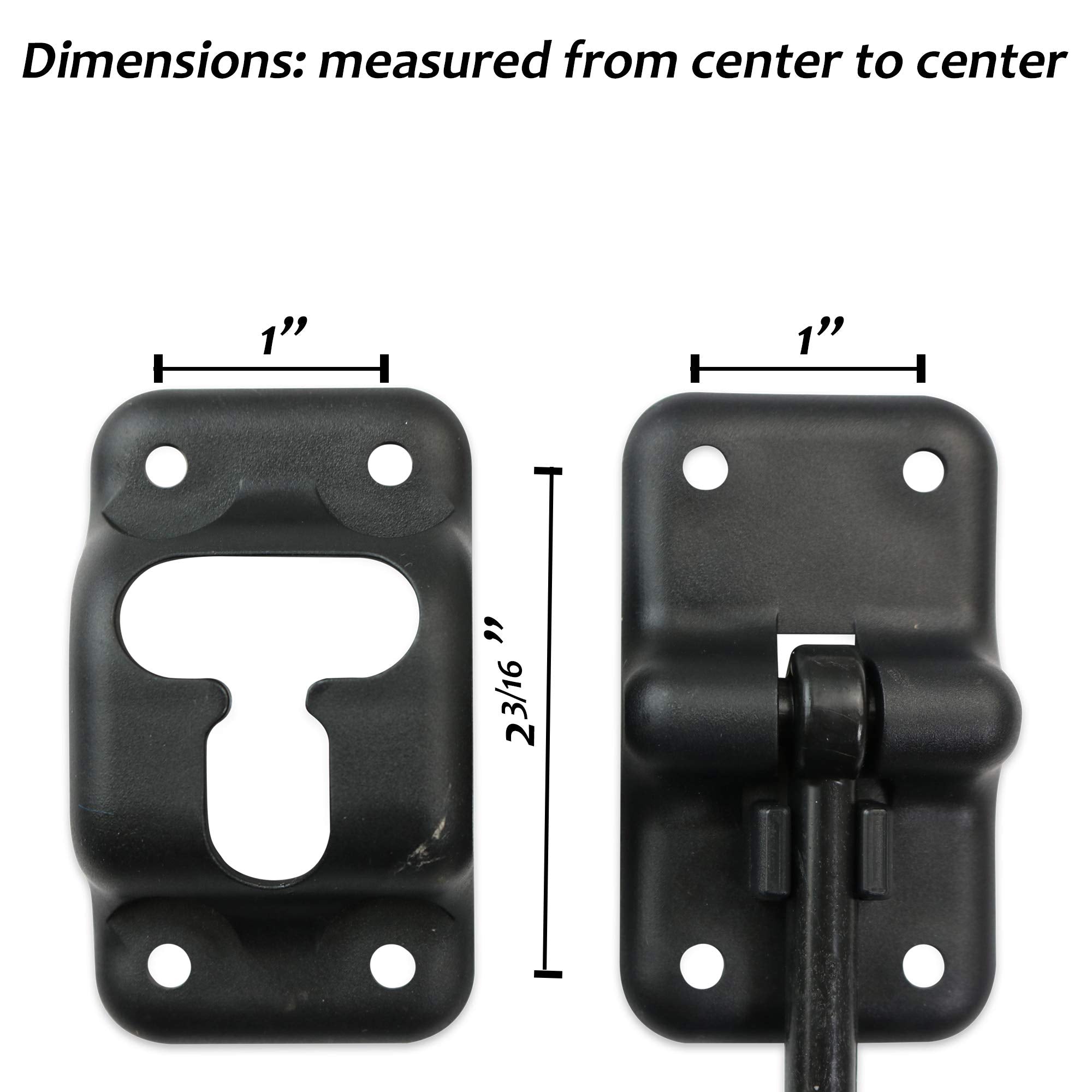 Leisure Coachworks RV T-Style Door Holder Catch, 4" Black Plastic, 4-Pack, Model Catch-4"-6"