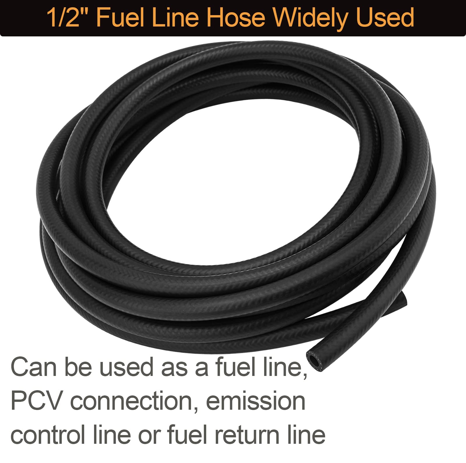 1/2'' ID Fuel Line Hose SAE 30R7, 150 psi 10' Length Fuel Hose