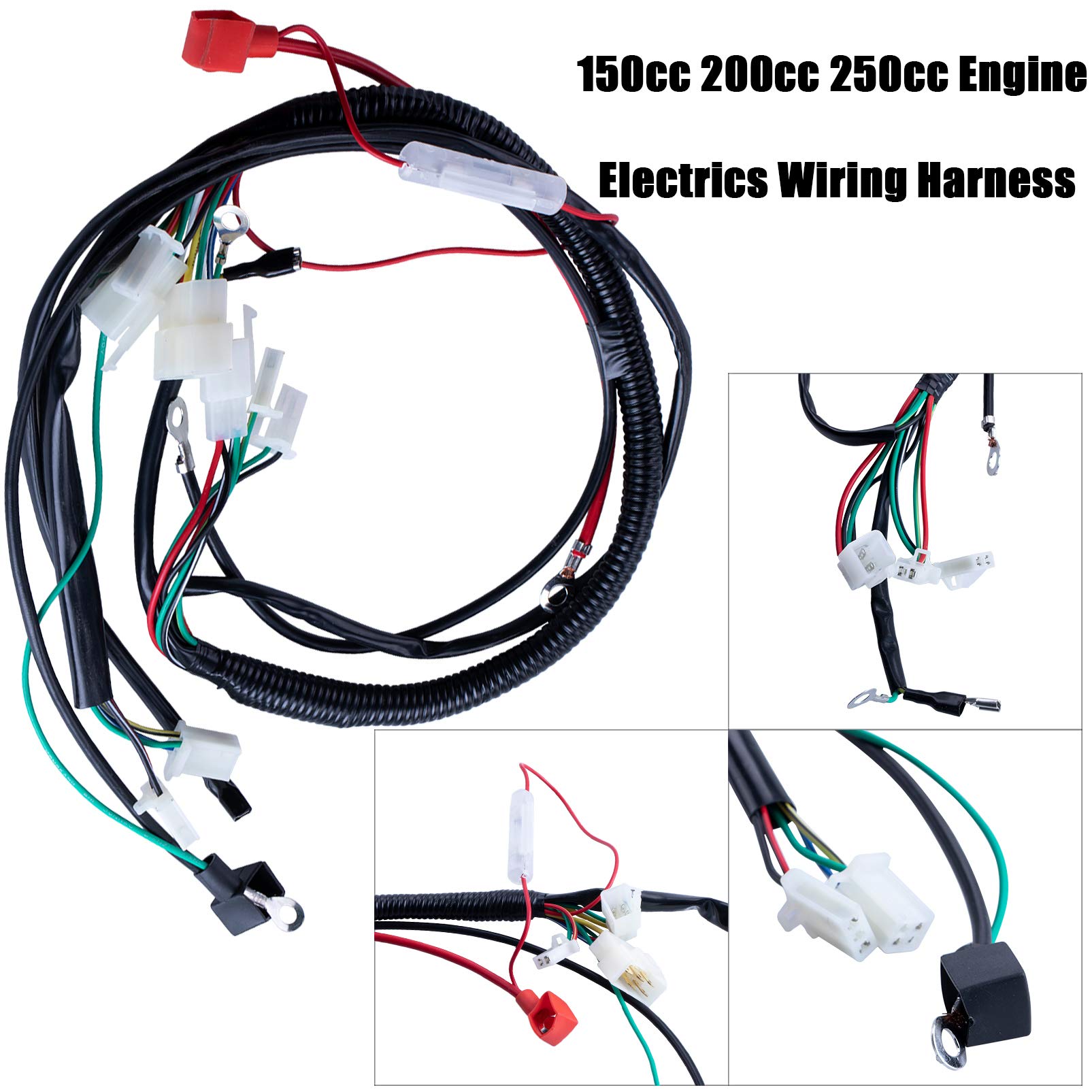 OTOHANS AUTOMOTIVE Full Electrics Wiring Harness for 4 Wheelers - CDI Solenoid Relay, Spark Plug, Black, Medium, Model OTOHANS AUTOMOTIVE-XHKG-G