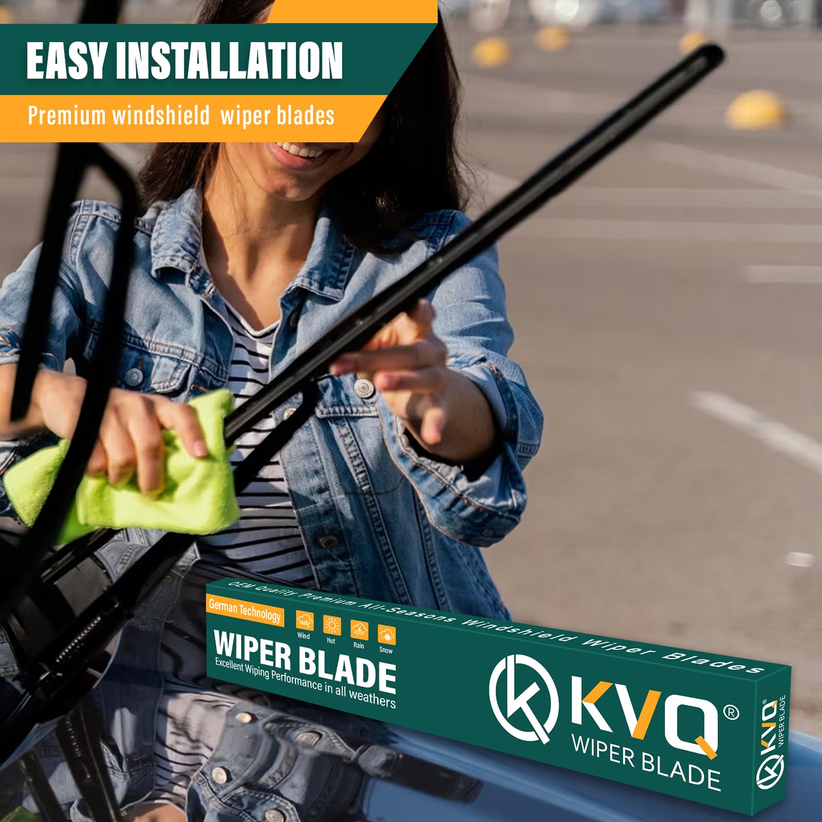 Kvq Windshield Wiper Blades Replacement For Mazda 3 2014 2015 2016 2017 2018 Original Factory Quality Front Rear Wiper Blade Set