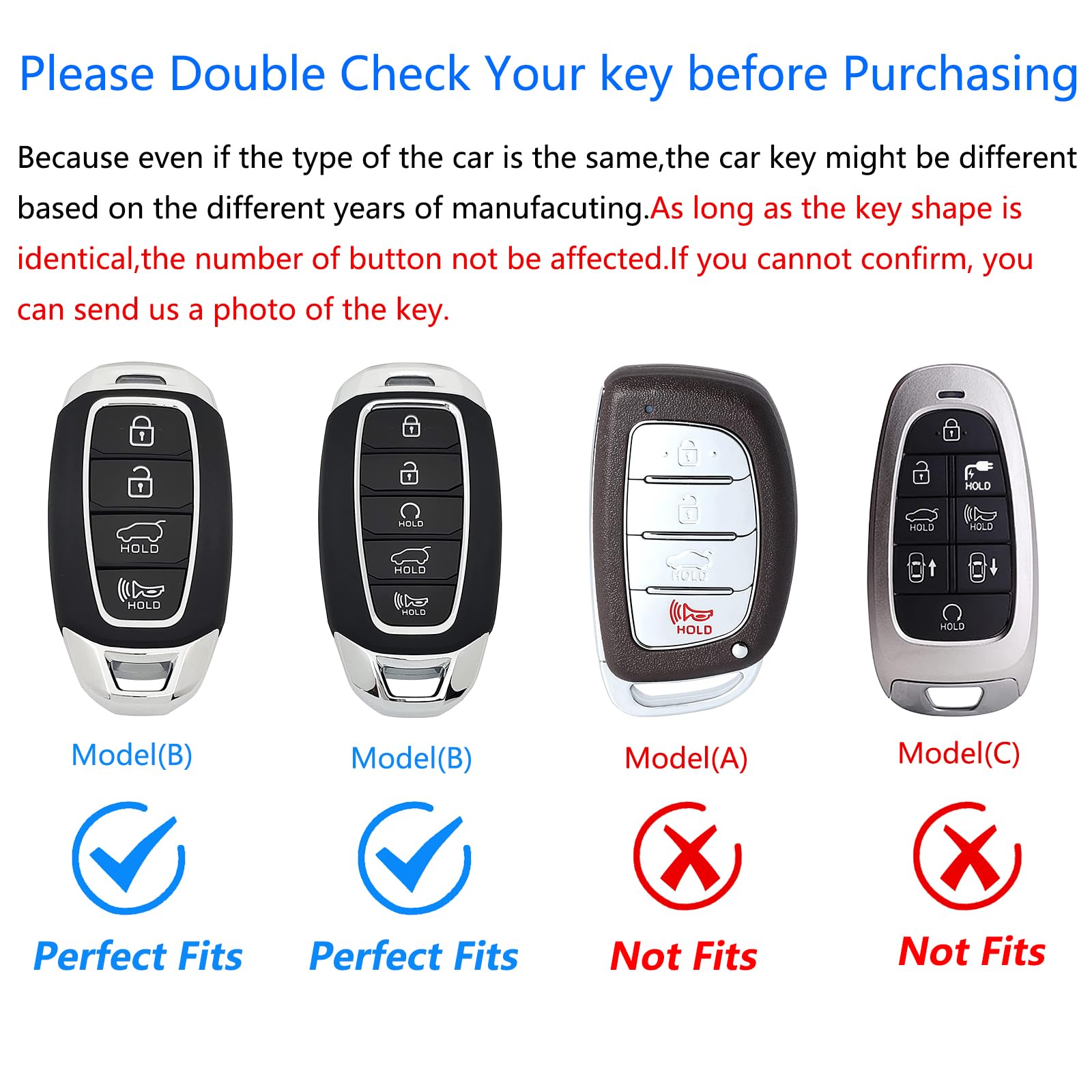 Ocezbiis For Hyundai Key Fob Cover,Keychain,Zinc Alloy Protection Car Key Case For Palisade Elantra Kona Veloster Solaris Azera