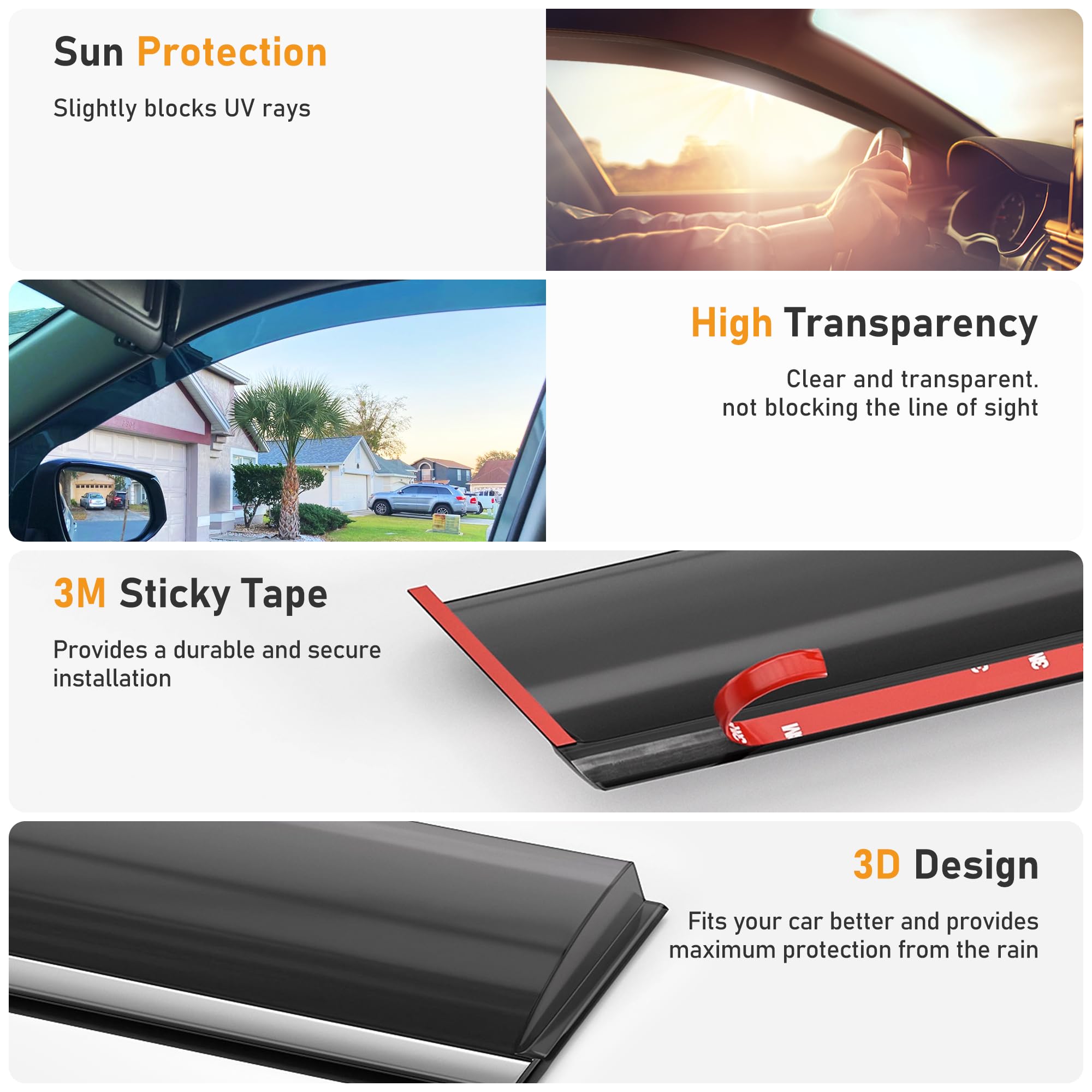 Hope You Ready Shatterproof Tape-On Window Rain Guards Fit For 2020-2024 Subaru Outback, Extra Durable Window Deflectors, Vent W