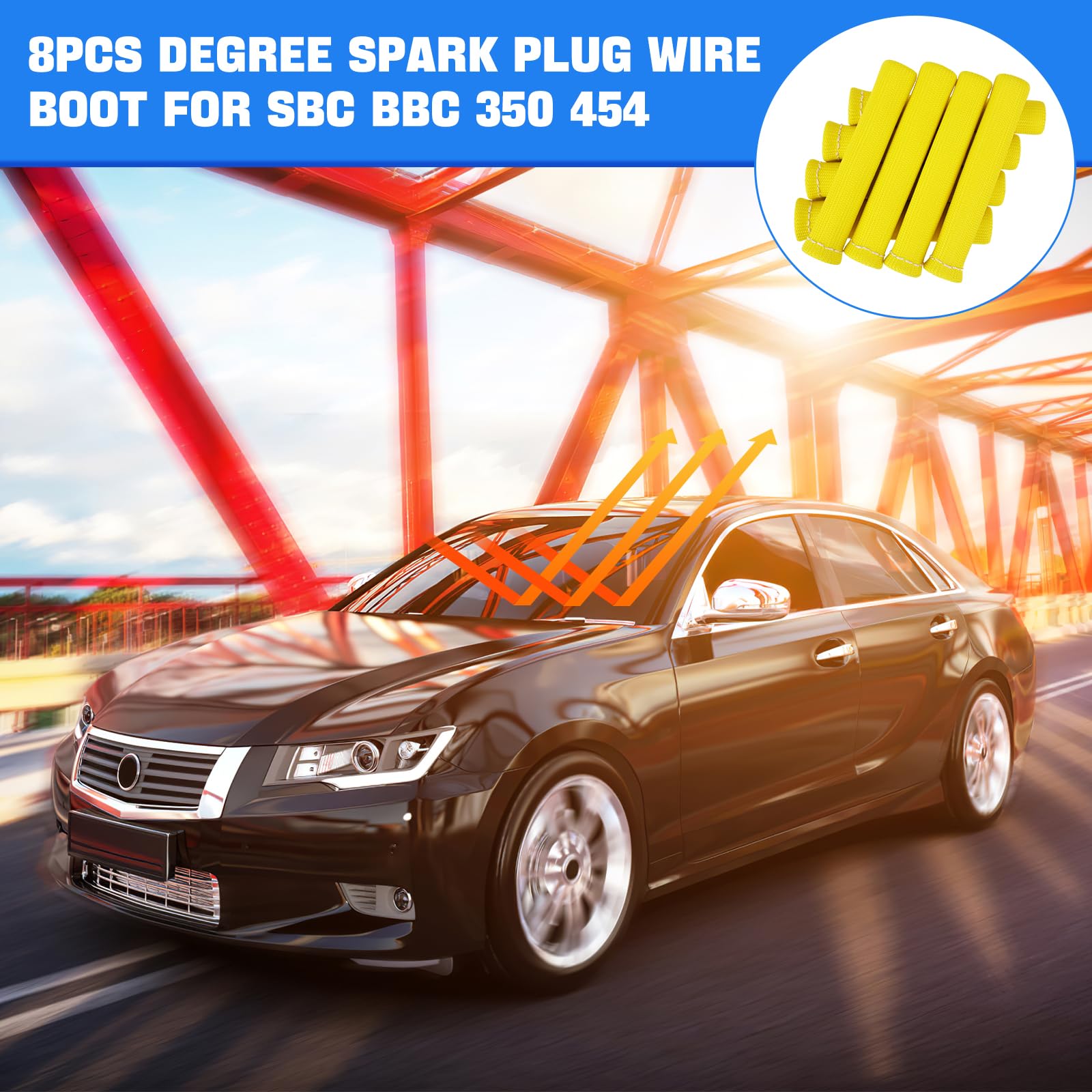 SHINEHOME Spark Plug Heat Shield Sleeve for 8PCS Wire Boots, Yellow, Model 80007761