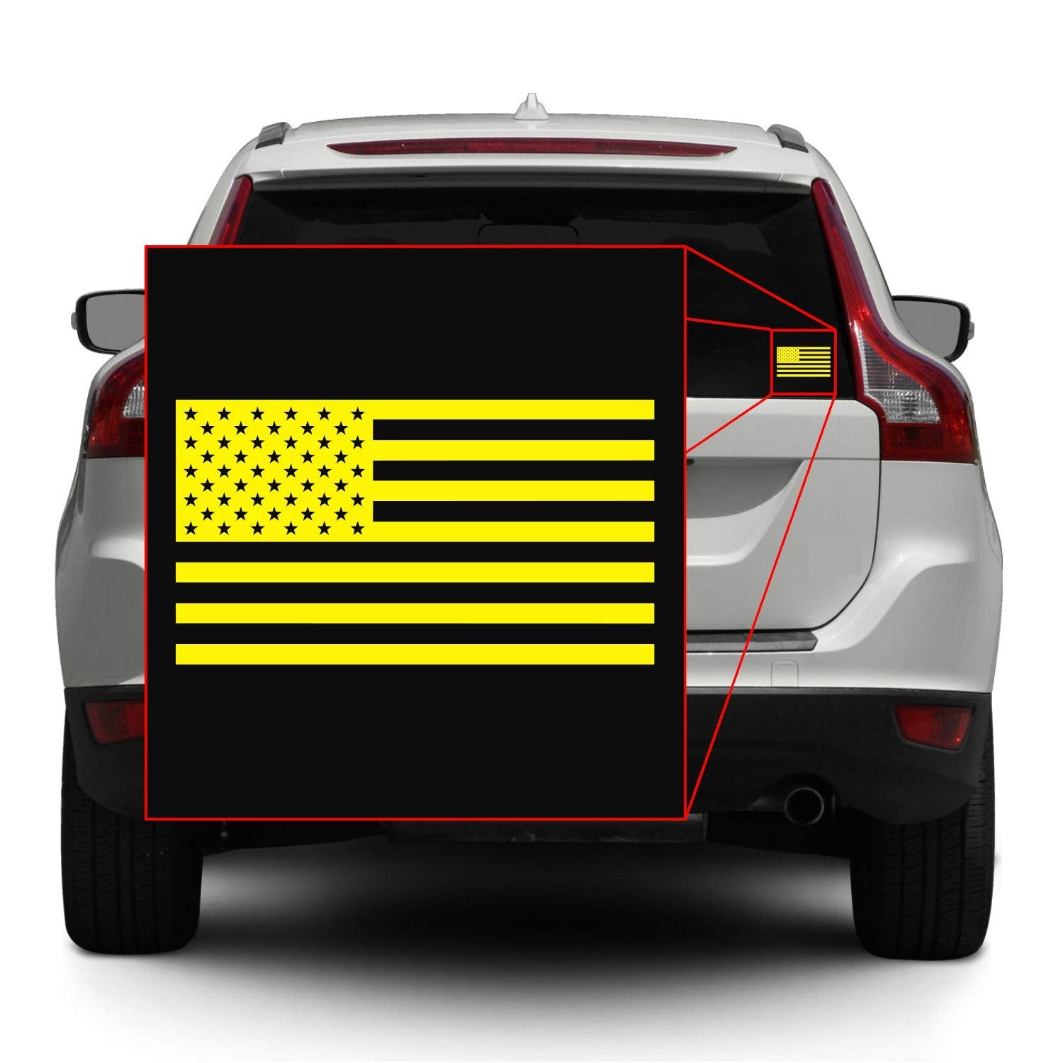 Hill Country Vinyl American US Flag Decal Sticker - Matte Yellow, 3.5in x 2in, Vinyl for Laptop/Car/Truck/Window/Bumper