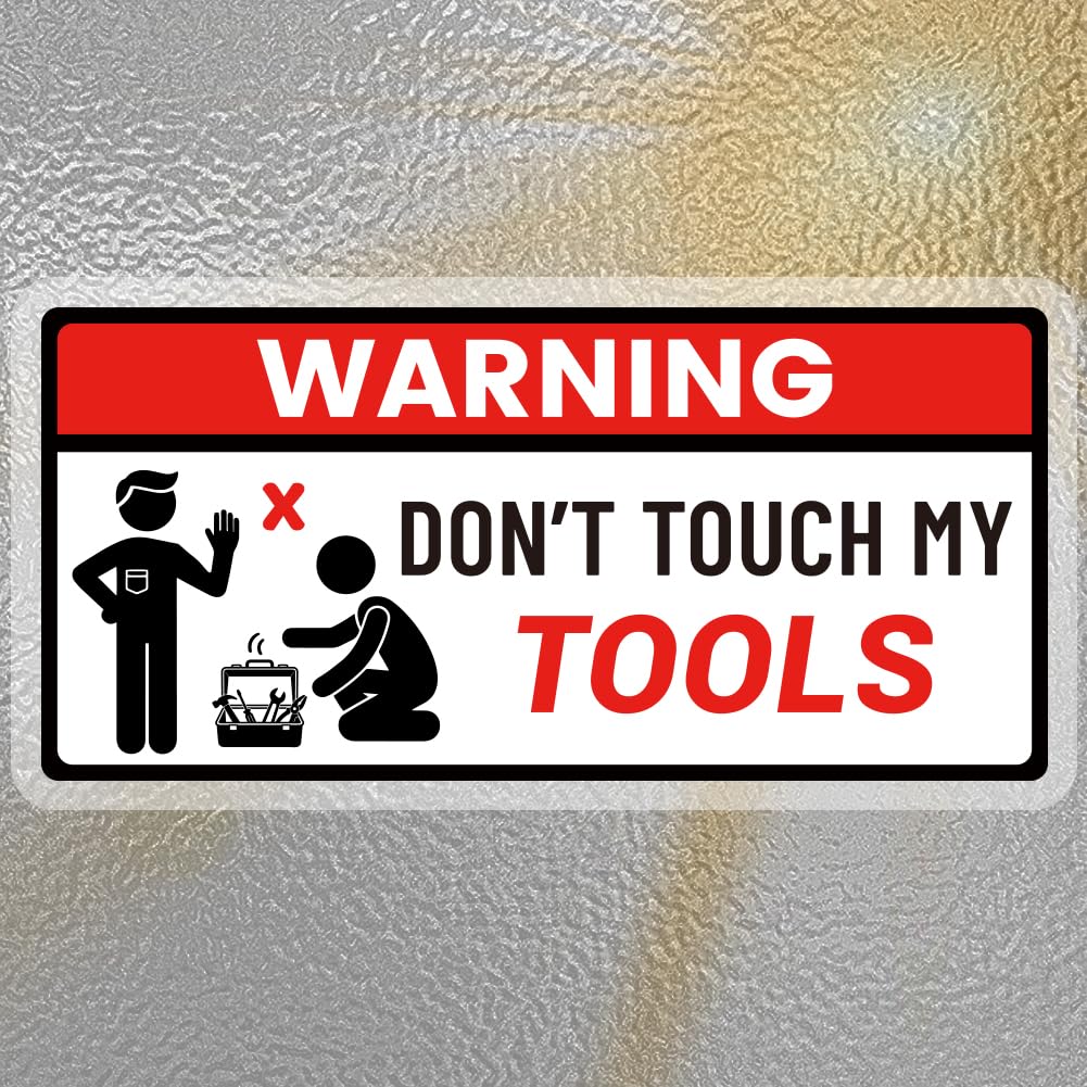 PRESSINART 10Pcs Funny Do Not Touch Stickers 4 x 2 Inch Tool Box Warning Sticker Dont Touch My Tools Warning Labels Self Adhesiv