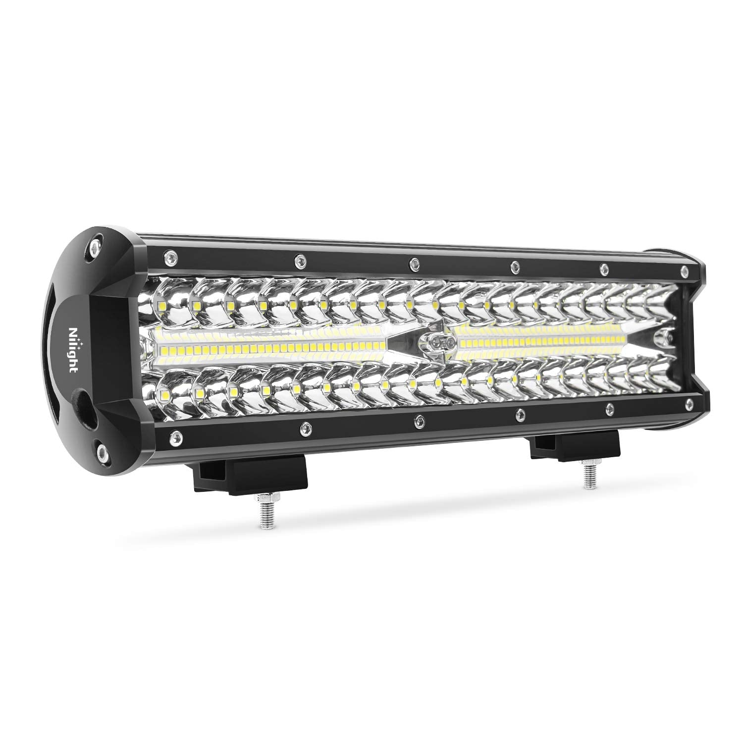 Nilight Led Light Bar 12Inch 300W Triple Row Flood Spot Combo 30000Lm Bar Driving Boat Lighting Led Off Road Lights For Trucks,2