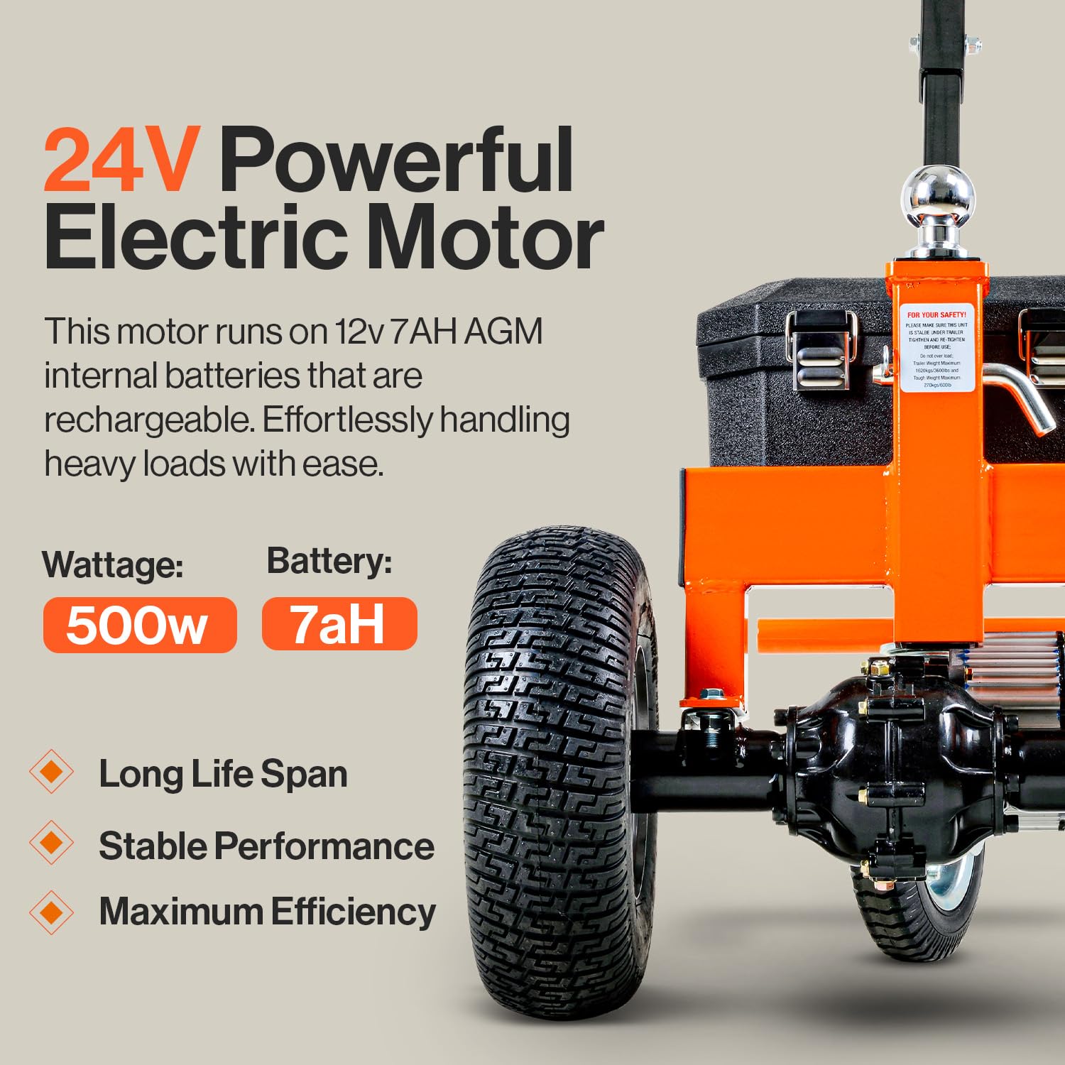 SuperHandy Trailer Dolly - Electric 2800LBS Max Weight, 450LBS Tongue, Alloy Steel, Orange, Model GUO041