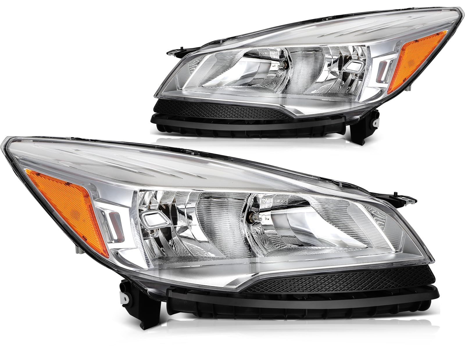 LBRST Headlight Assembly Fit 2013-2016 for Escape Driver & Passenger Side Headlight Chrome Housing Amber Reflector FO2502309C