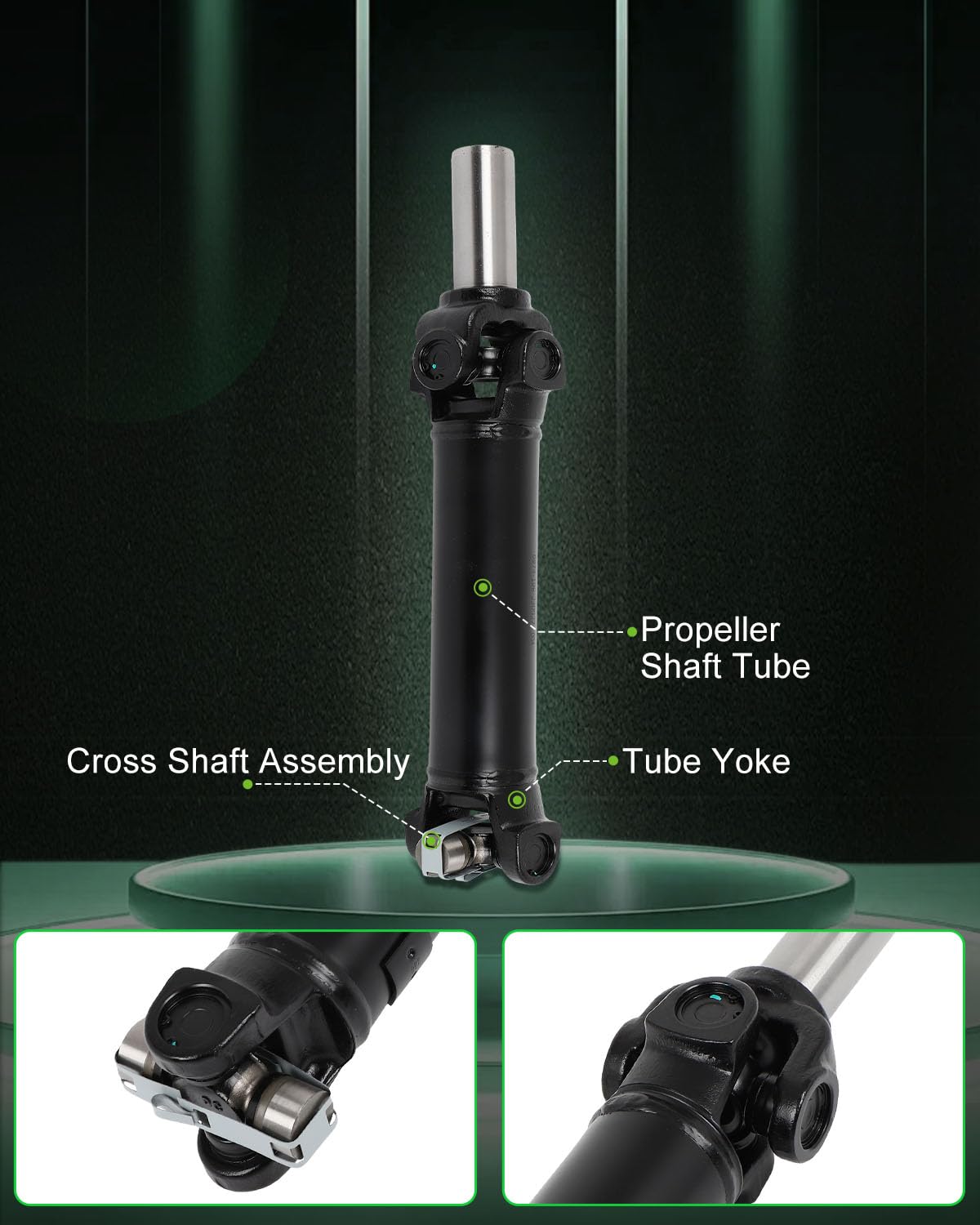 SCITOO Steel Rear Driveshaft Assembly for Jeep Wrangler 1987-1993, Adjustable, 18.9"/480MM, Beaded Material