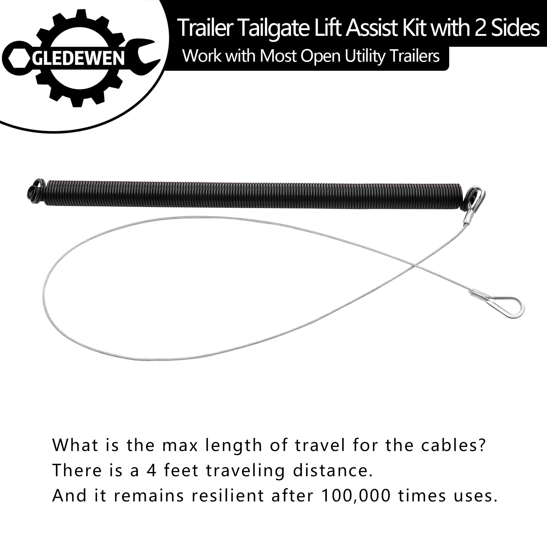 Trailer Tailgate Lift Assist Kit with 2 Sides (Aluminum Alloy Rollers), Compatible with Open Utility Trailer Tailgate and Ramp,