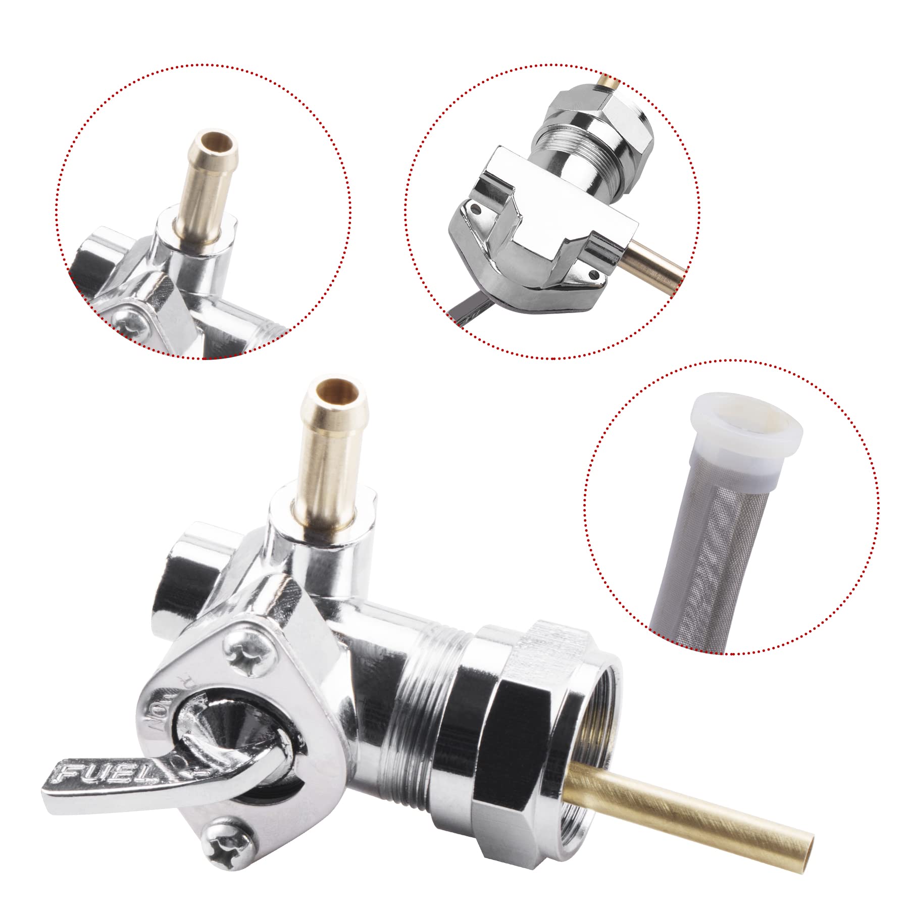 Gas Tank Fuel Valve Petcock Switch Compatible With Harley Dyna Fatboy Heritage Softail Springer Sport Glide Sportster 883 1000 S