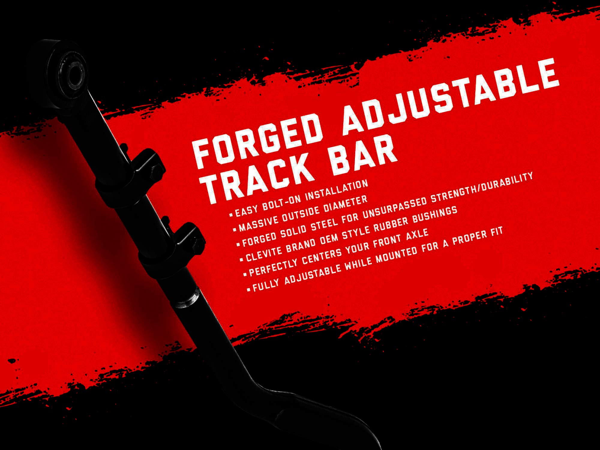 Rough Country Front Forged Adjustable Track Bar For 84-01 Jeep Xj/Zj/Mj - 1042