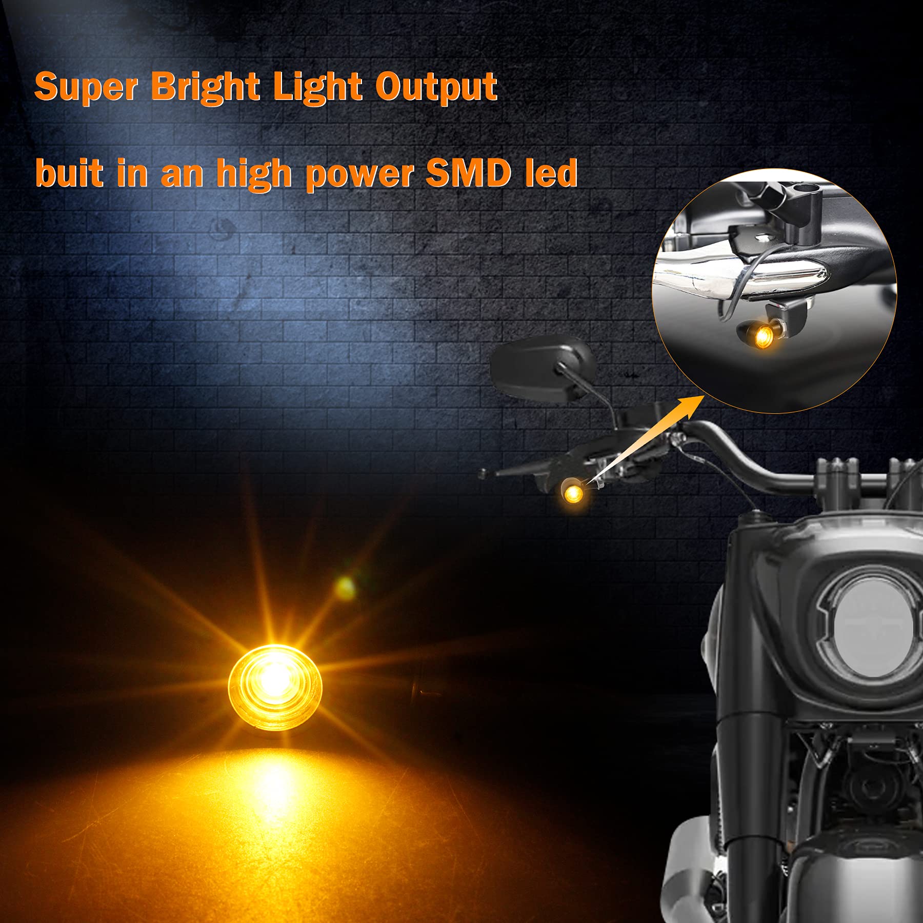 Quasco Led Motorcycle Turn Signal Lights Universal Mini Front Blinkers Compatible With Harley Honda Suzuki Triumph Yamaha