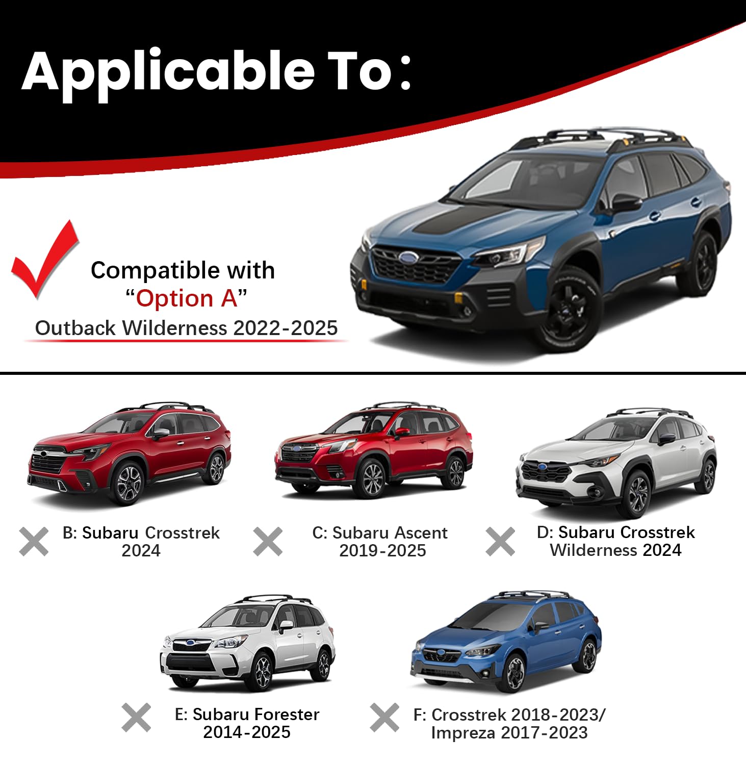 Soruci Car Roof Rack Cross Bars Compatible with Subaru Outback Wilderness 2022-2025 with Lock (Only Fit Wilderness), Aluminum Ro